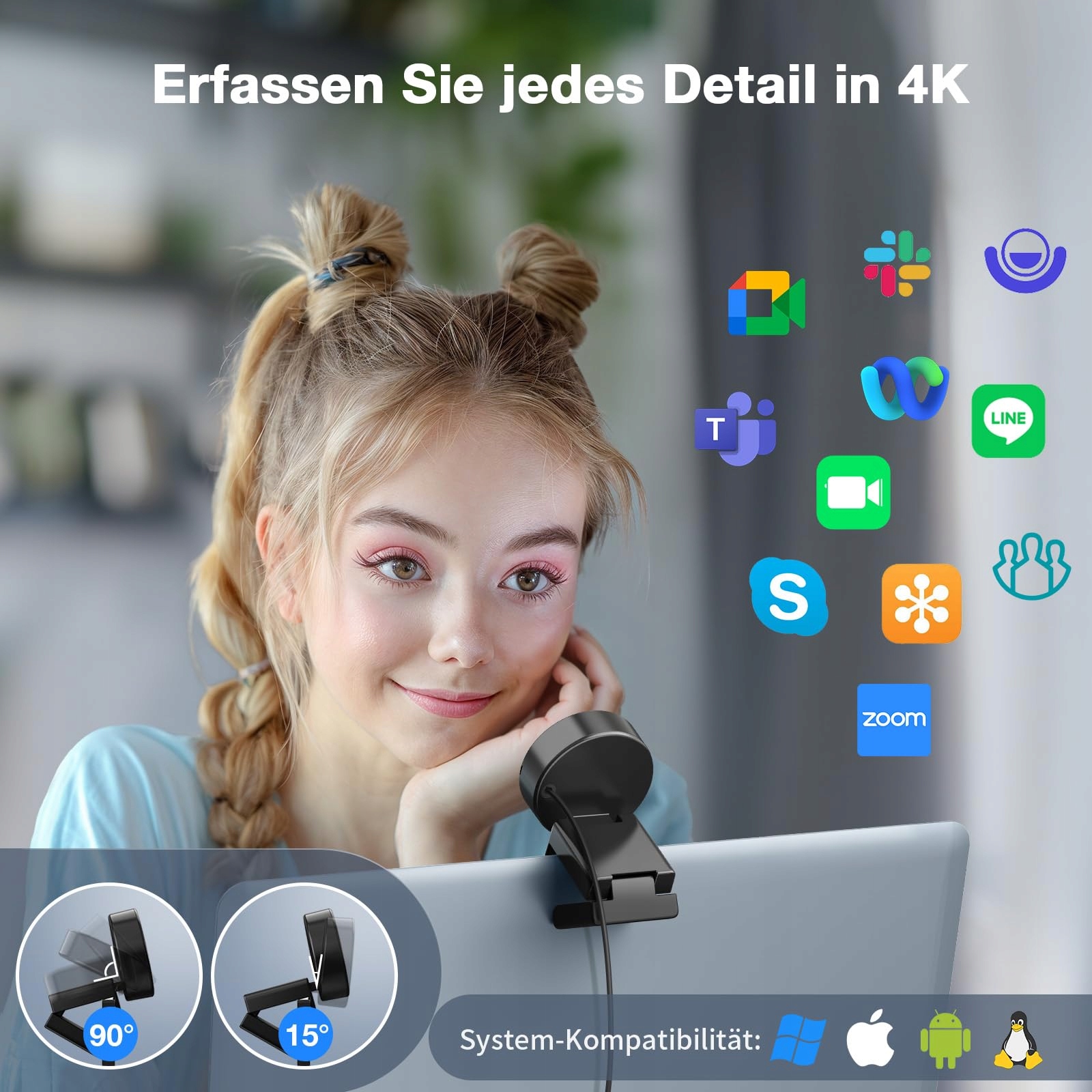 EMEET Kamera Internetowa 4K 8MP Autofokus Mikrofon USB Plug&Play — miniatura 9