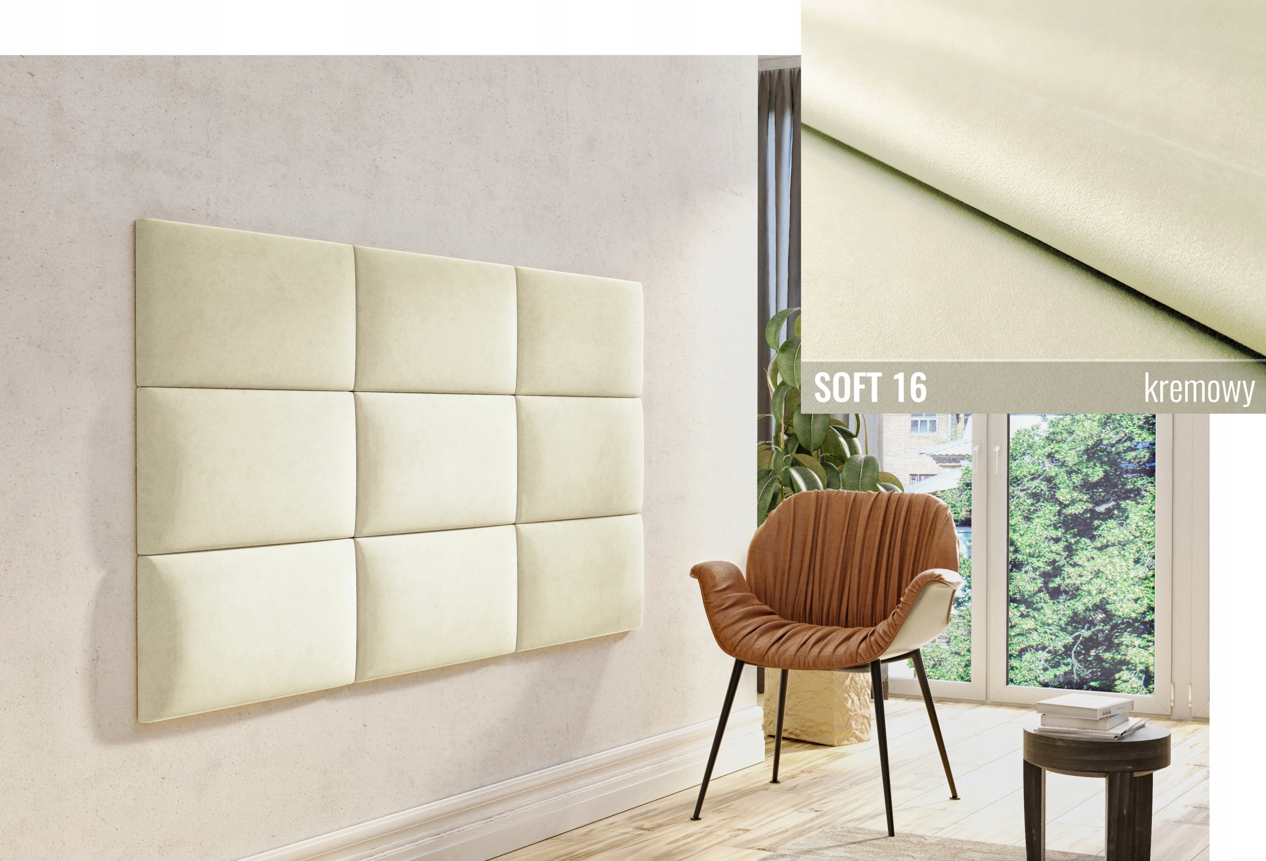 40 X 30 PANELE ŚCIENNE TAPICEROWANE PANEL SOFT Cechy dodatkowe gładki guziki dekoracyjne pikowany powłoka hydrofobowa