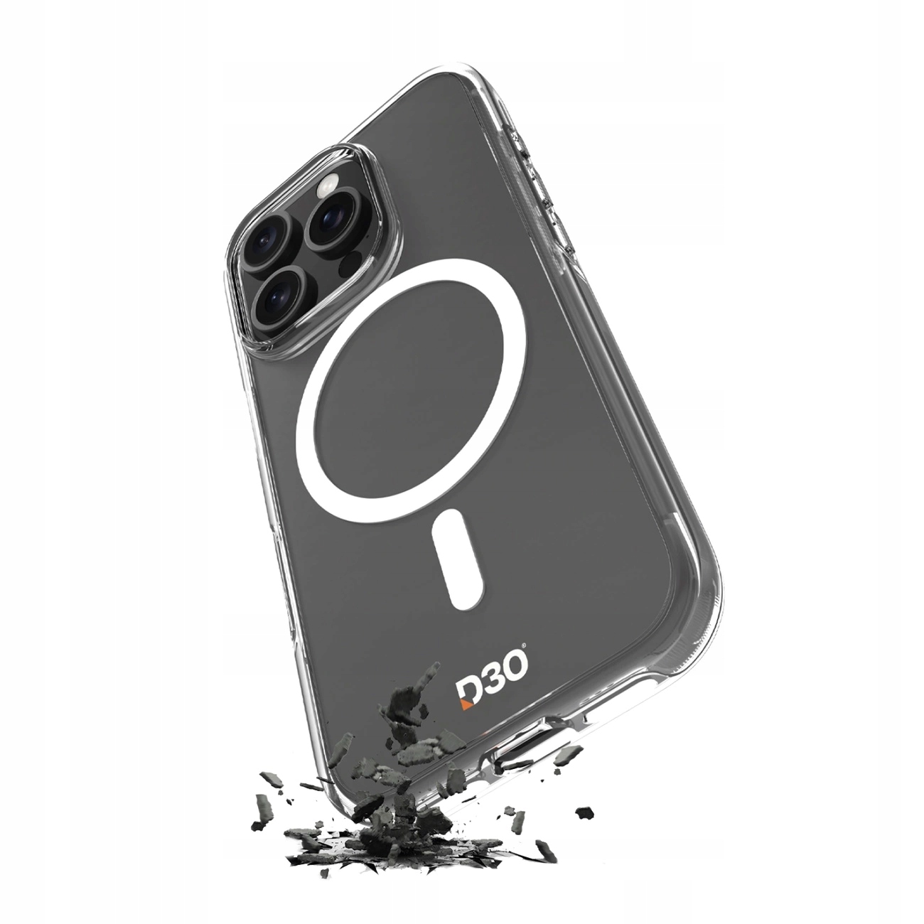 Pouzdro Puro Impact Clear D3O MagSafe pro iPhone 16 Pro Max průsvitné