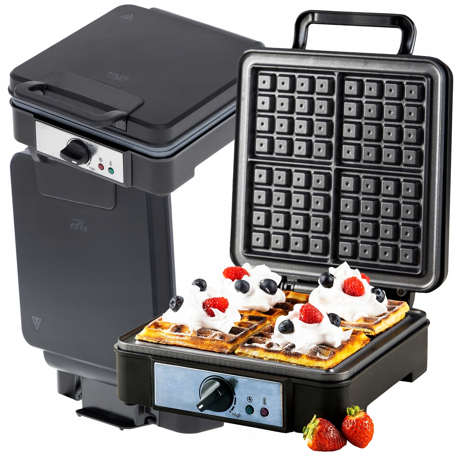 Vaflovač Na 4 Velké Křupavé Vafle XXL Regulace Teploty Silný 1800 W