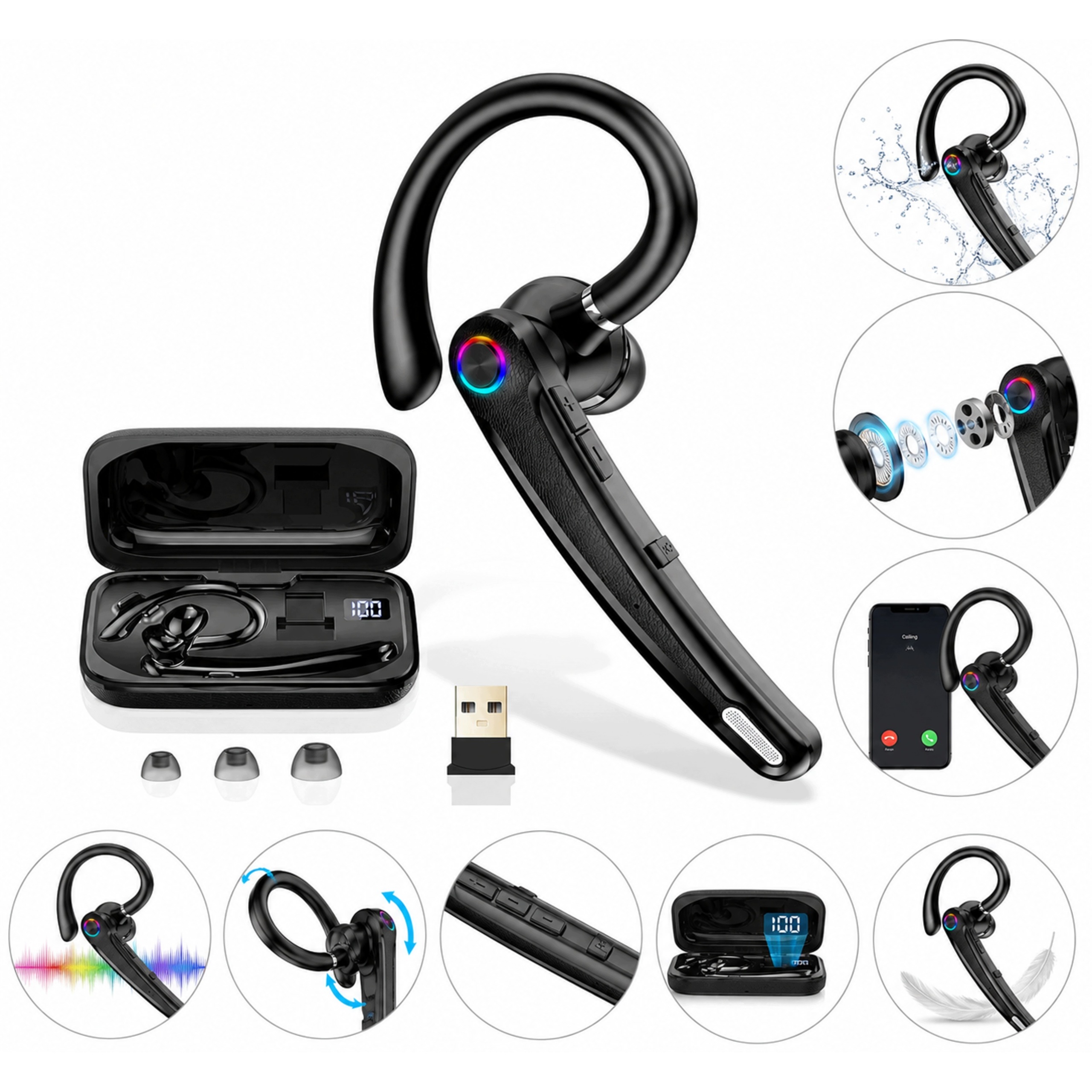 Bezdrátová sluchátka do uší Bluetooth Bt 5.4 Redukce šumu Pouzdro Usb