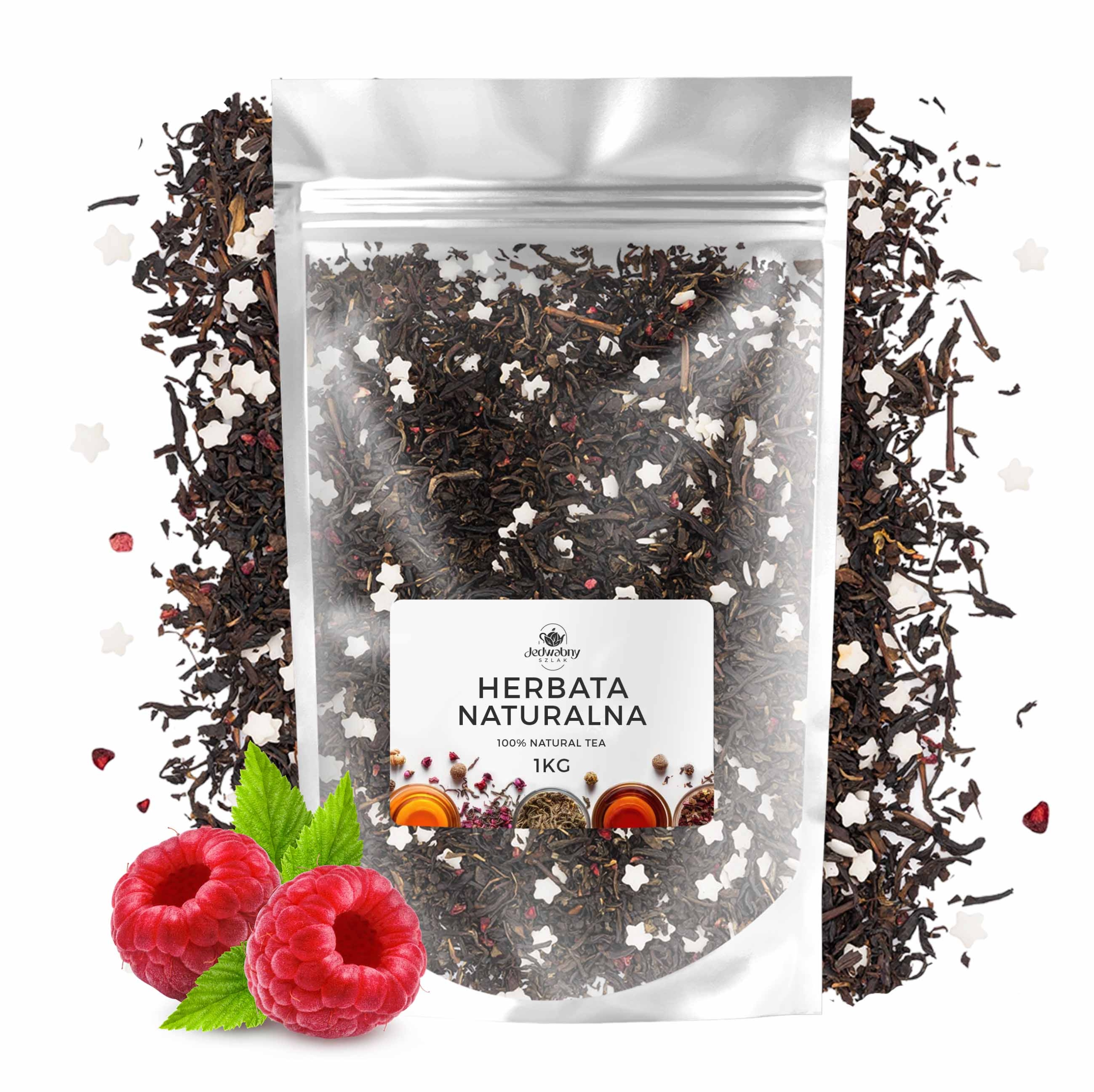 Herbata liściasta czarna Cicha Noc 1kg hurt jakość malina dekoracje cukrowe