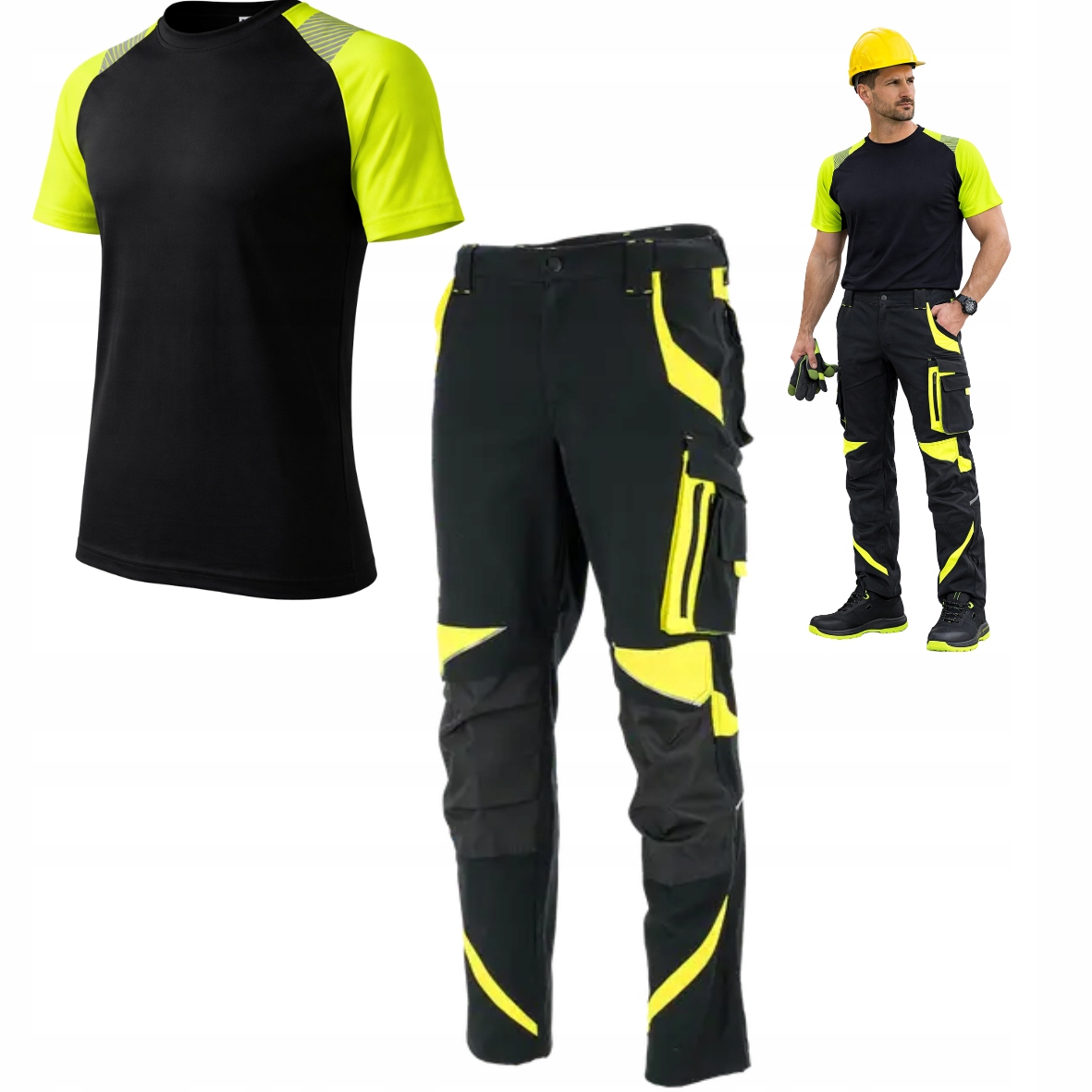 Elastické Pracovní oblečení kalhoty Stretch Bozp Tričko Odblask 52
