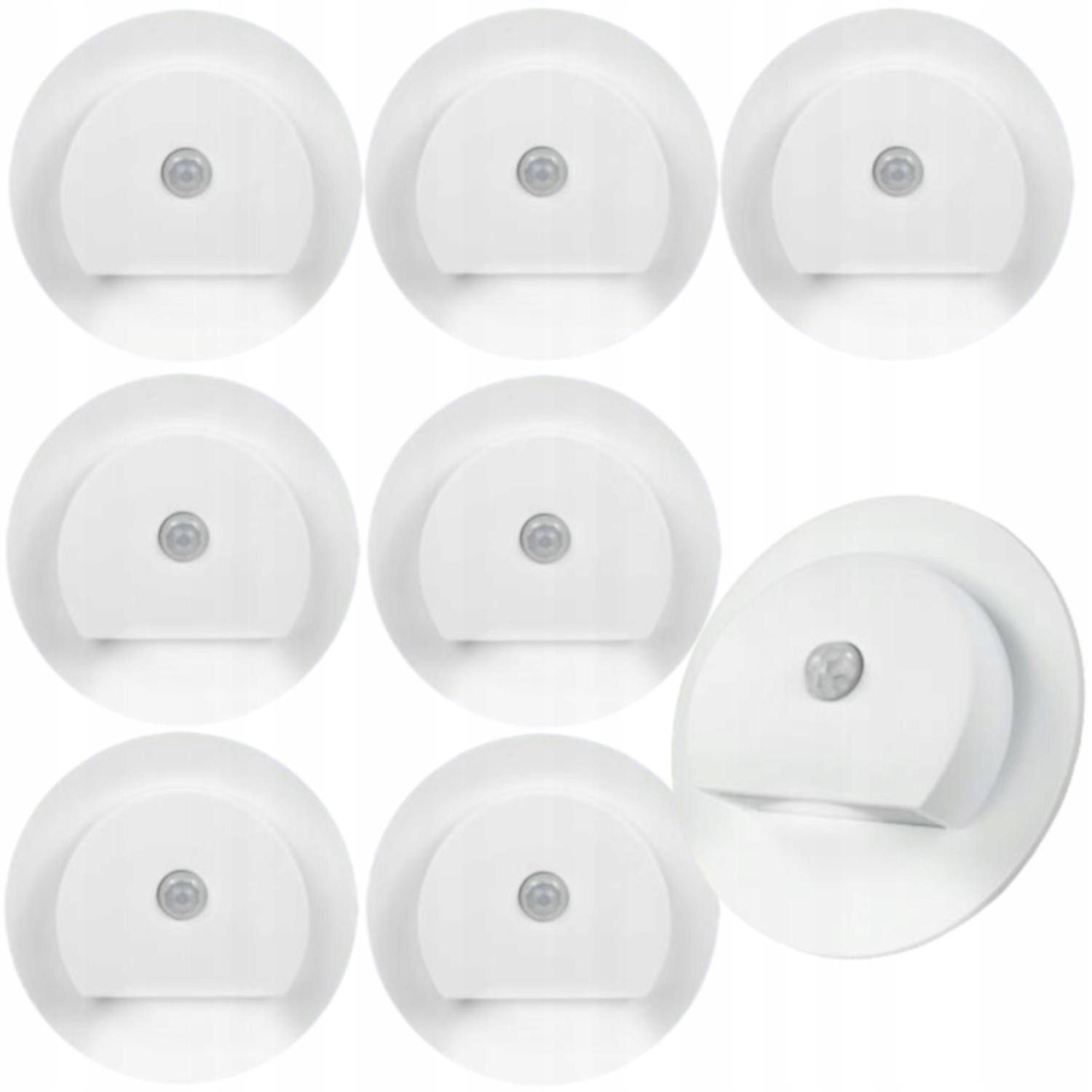 8 X Led Bílá Schodišťová Lampa 230 V, Senzor Pohybu Soumraku, Neutrální Barva