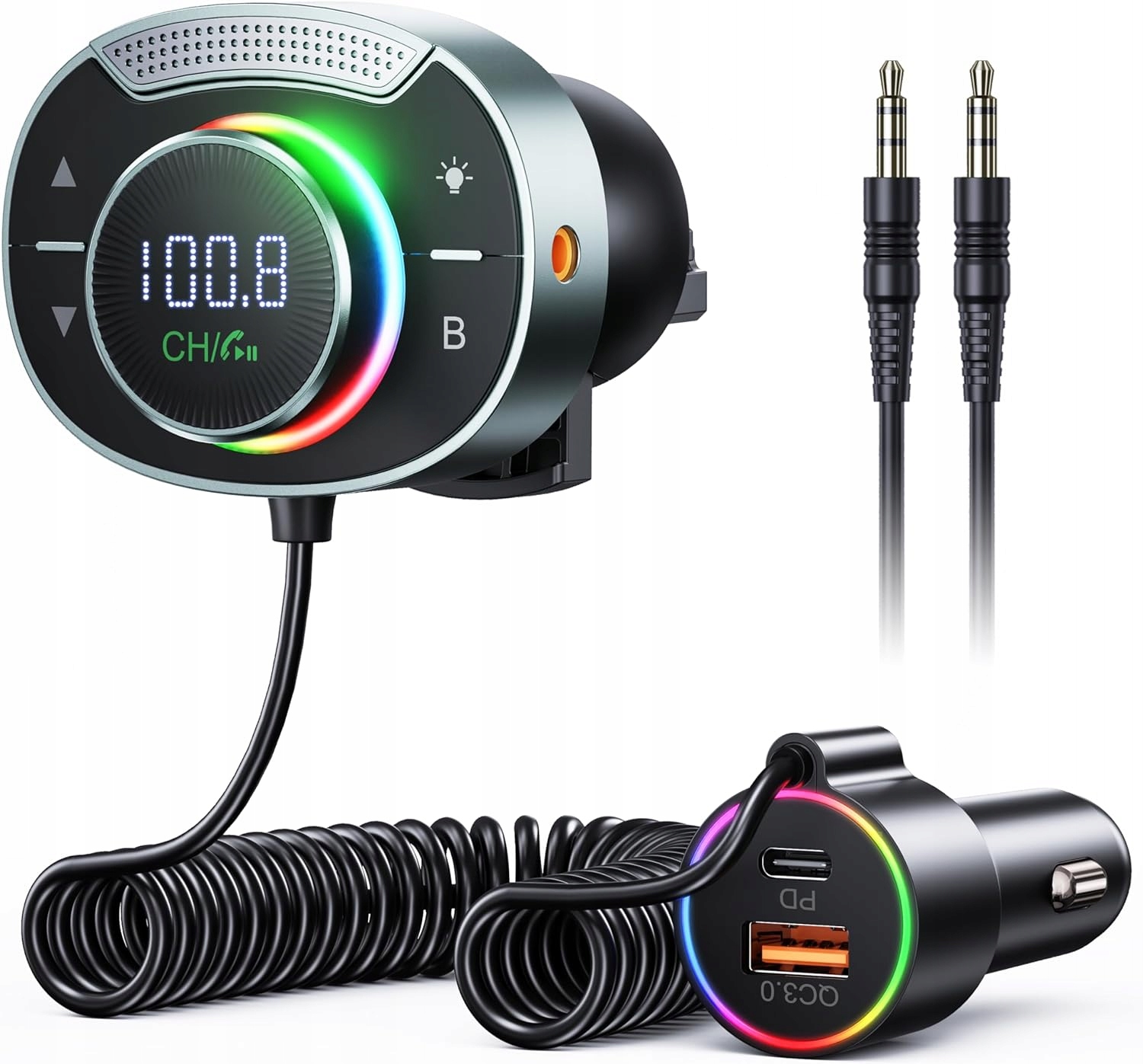 Fm Vysílač Bluetooth 5.3 do auta Handsfree sada, 30W Pd & 18W QC3.0