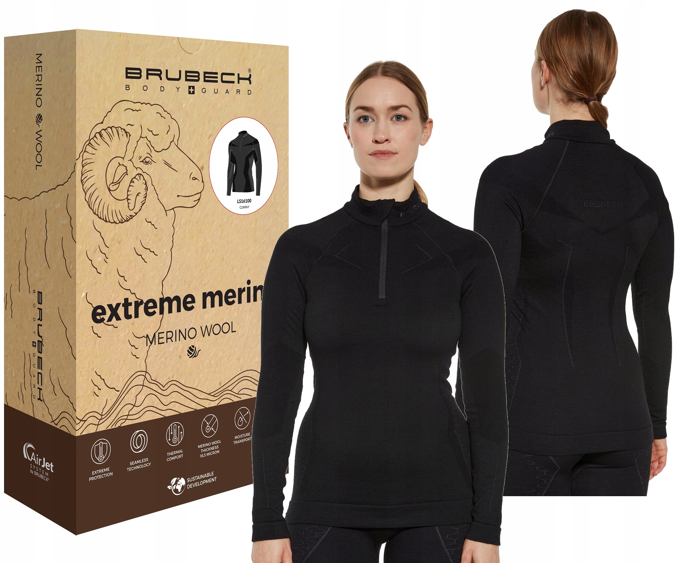 Brubeck LS1609W Koszulka Bluza Termiczna Wool -XL