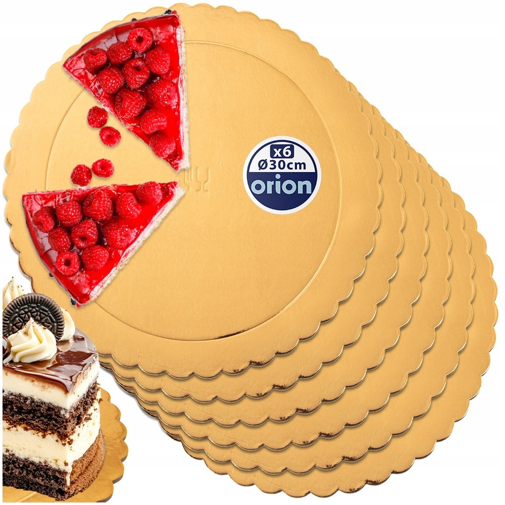 Levně Dortový korpus, dort, zlatý, kulatý, 30 cm, 6 ks.