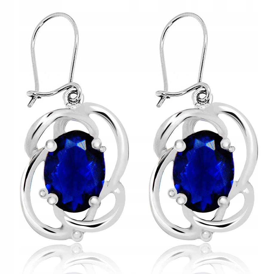 

Kolczyki Srebrne Wiszące Z Niebieskimi Cyrkoniami