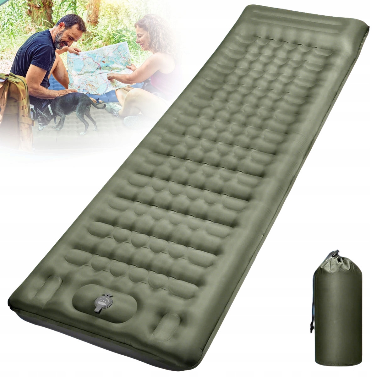 Materac dmuchany wojskowa do śpiwór Biwak Kemping 195x66x12cm