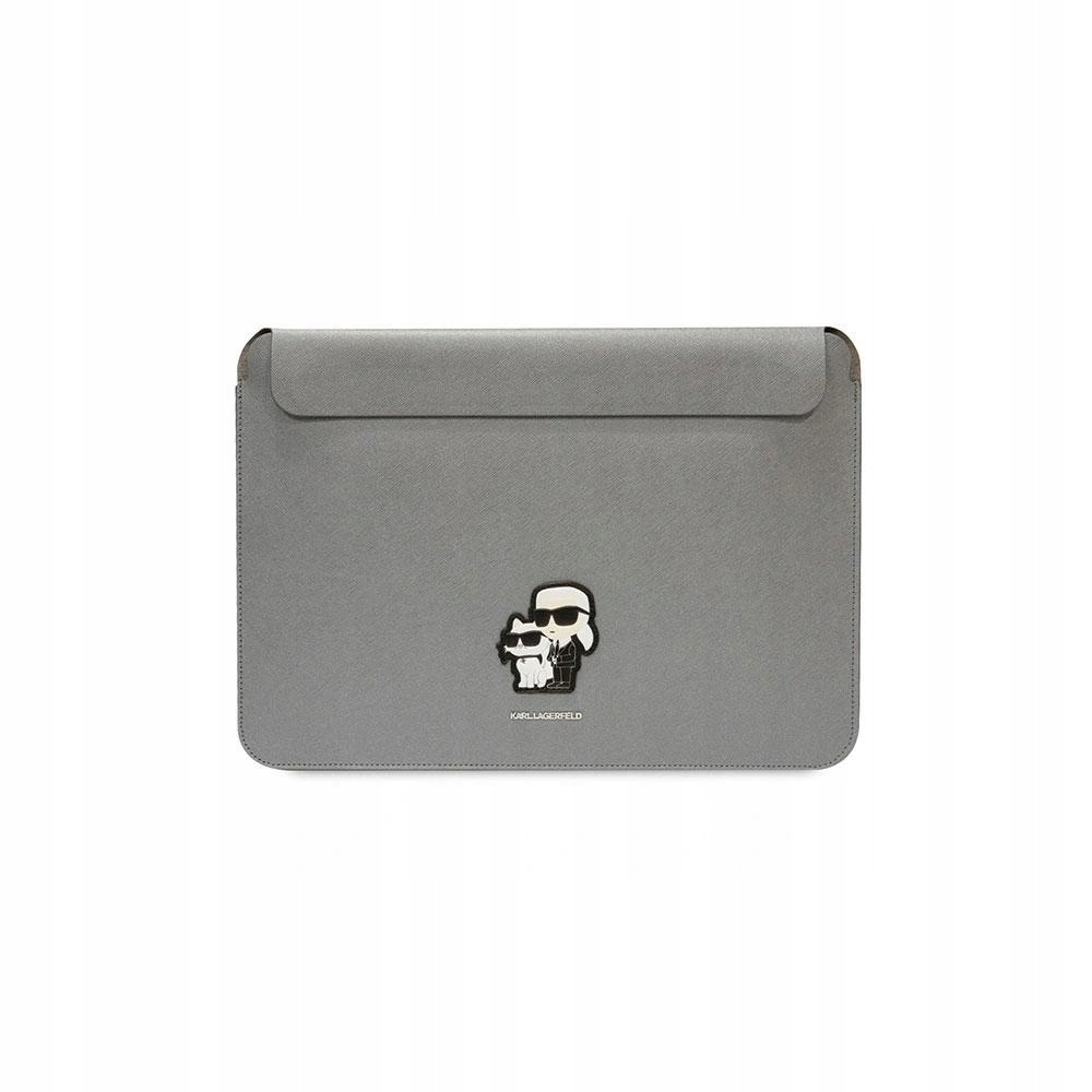 Pouzdro Karl Lagerfeld Sleeve 14 palců Saffiano stříbrné Karl&Choupette