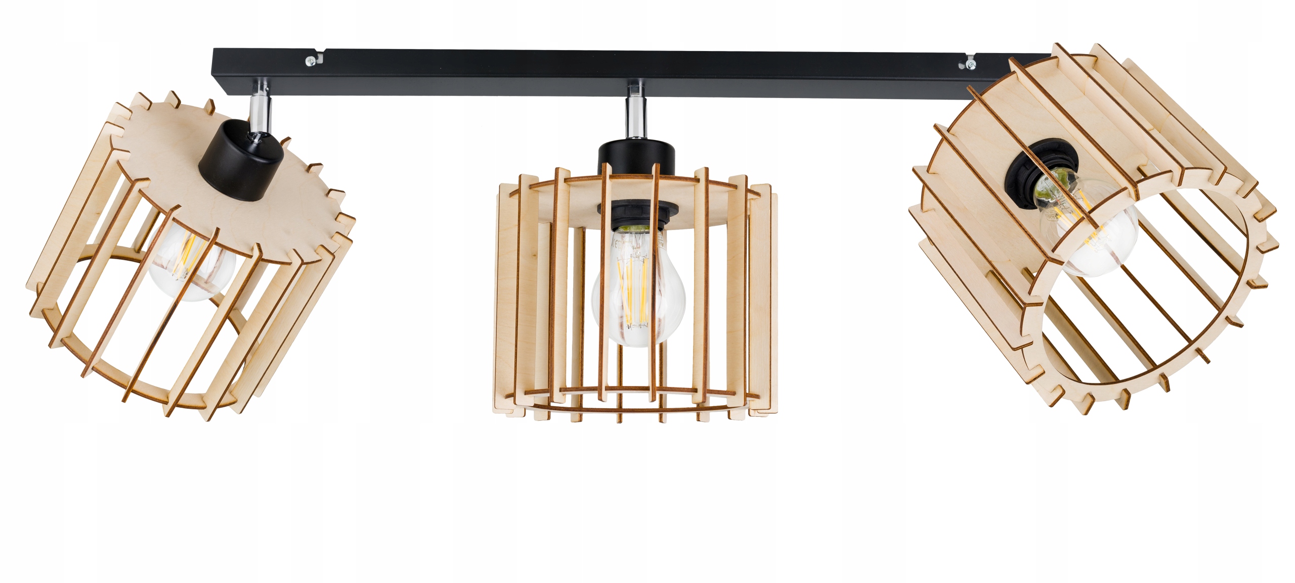 Lampa Stropní Svítidlo lustr pohyblivý strop Válec 3 Dřevo