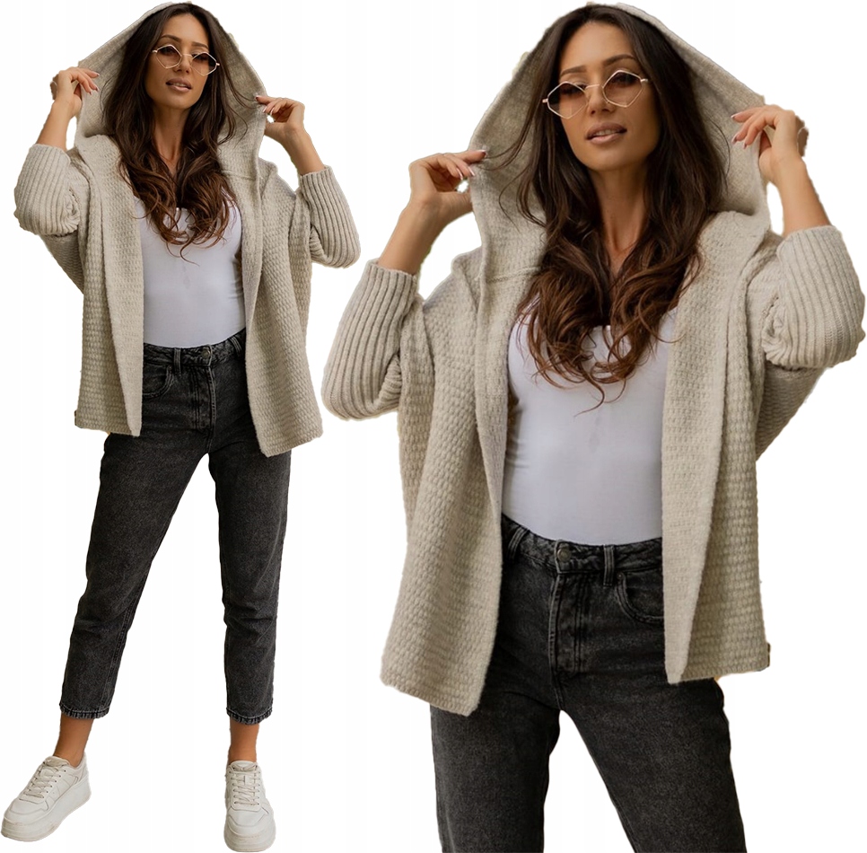 Kardigan Dámský svetr Přehoz Svetr s kapucí Měkký (38-52) vel. 44