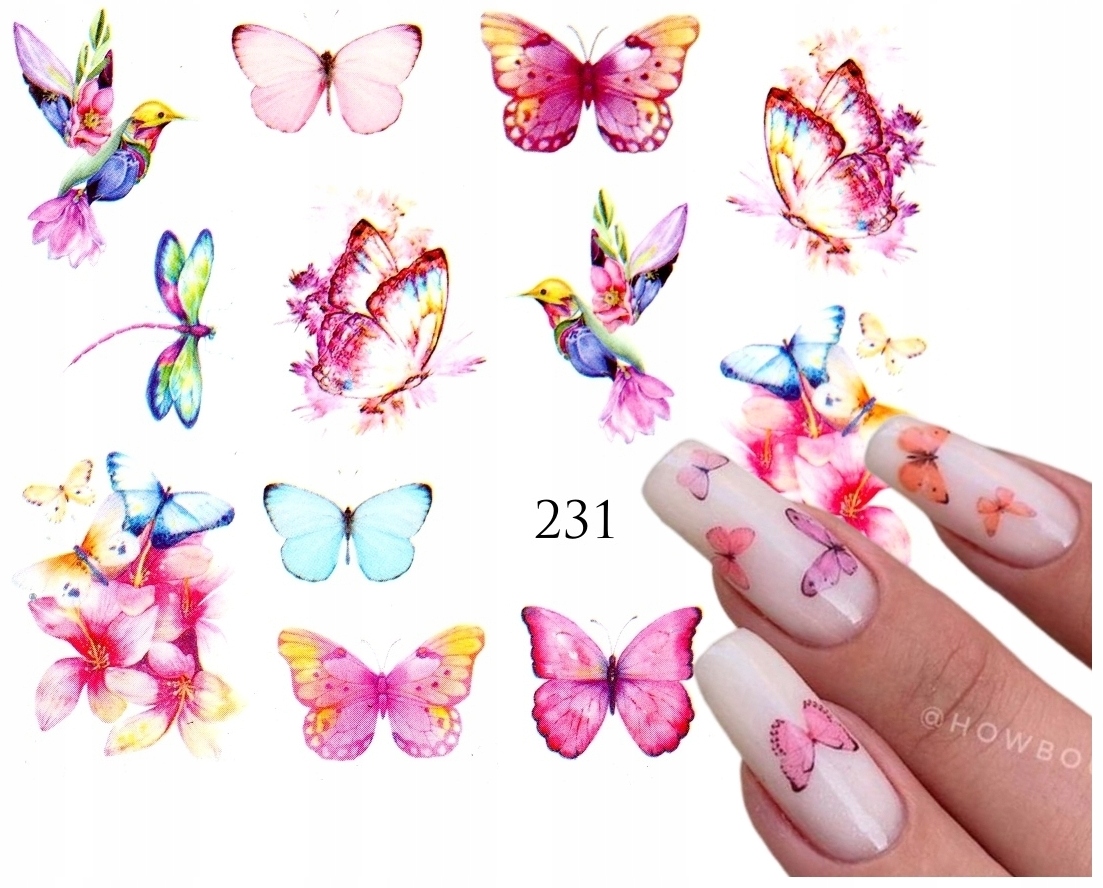 

Naklejki wodne na paznokcie Motyle, Motylki 231