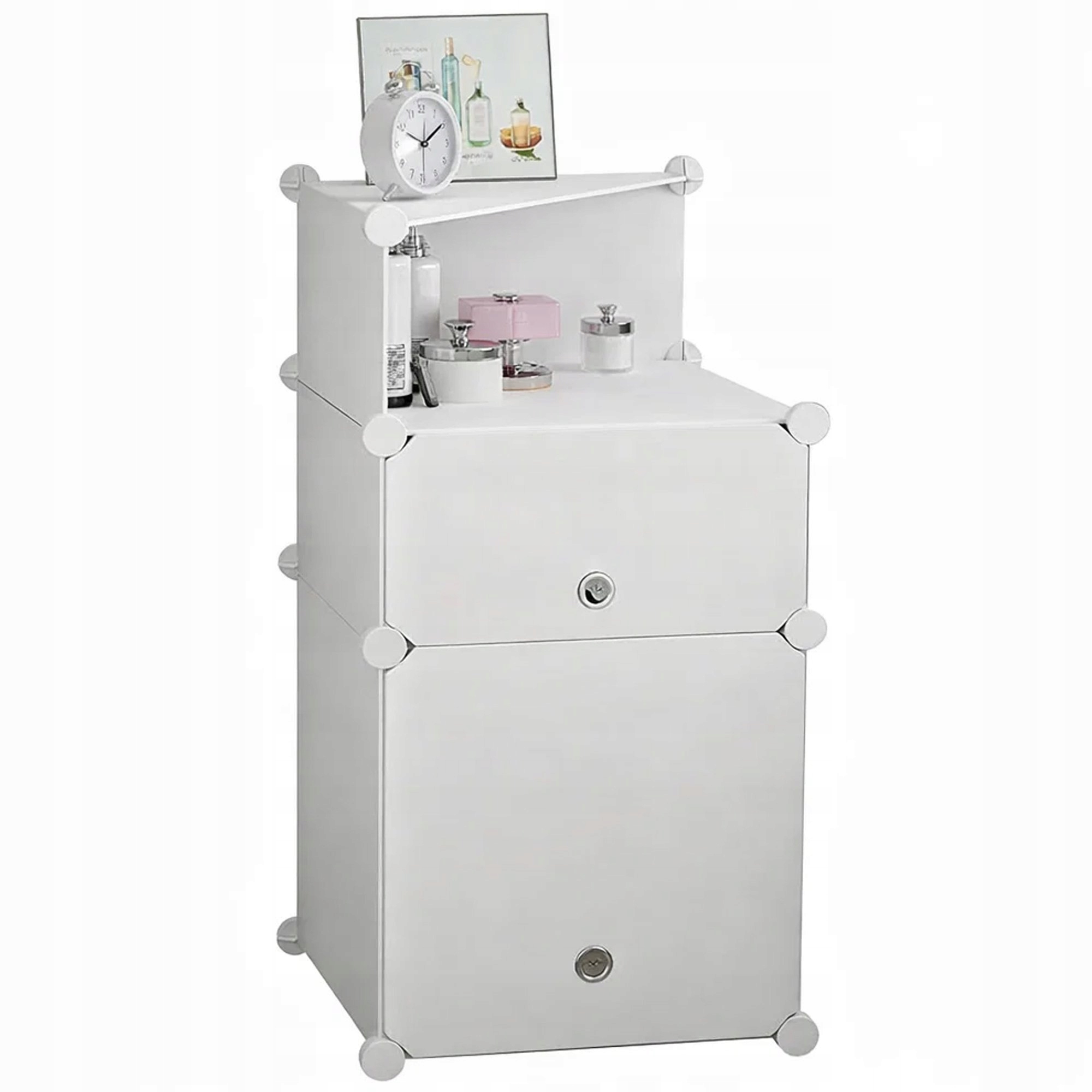 SZAFA SZAFKA NOCNA MODUŁOWA 2 MODUŁY 5 POZIOMÓW SKŁADANA STABILNA PÓŁKA