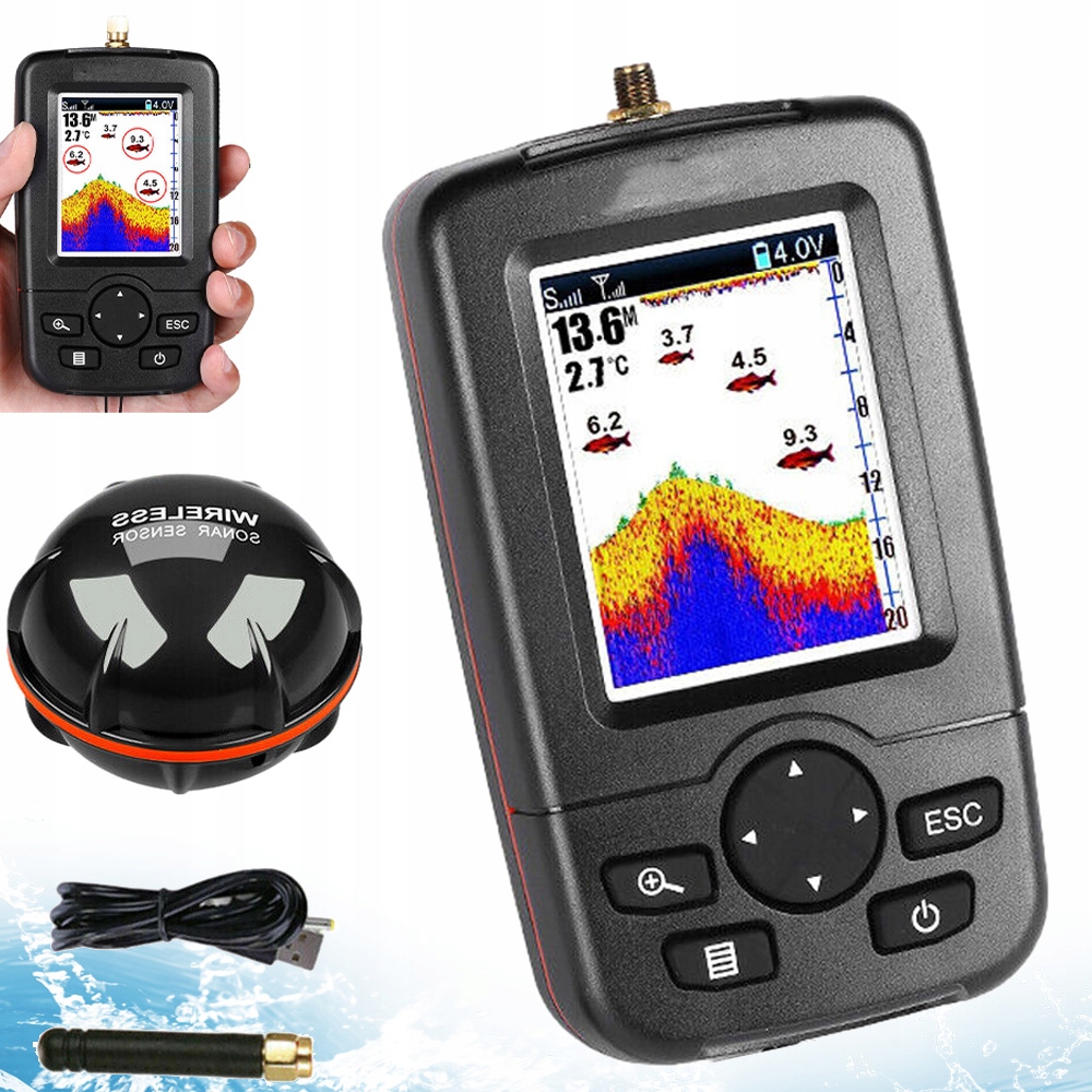 Echosonda Wędkarska Sonar Do Łódki Zanętowej Sonda Na Ryby Bezprzewodowa