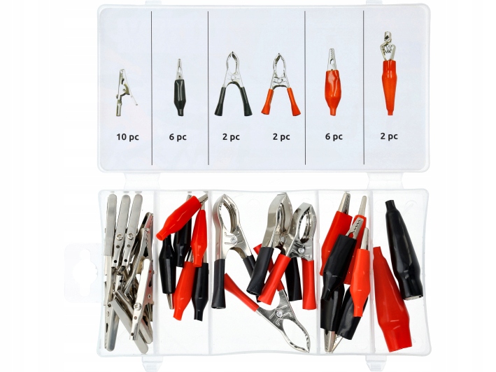 Zestaw Złączy Elektrycznych Krokodylki Kablowe 28 Sztuk Organizer