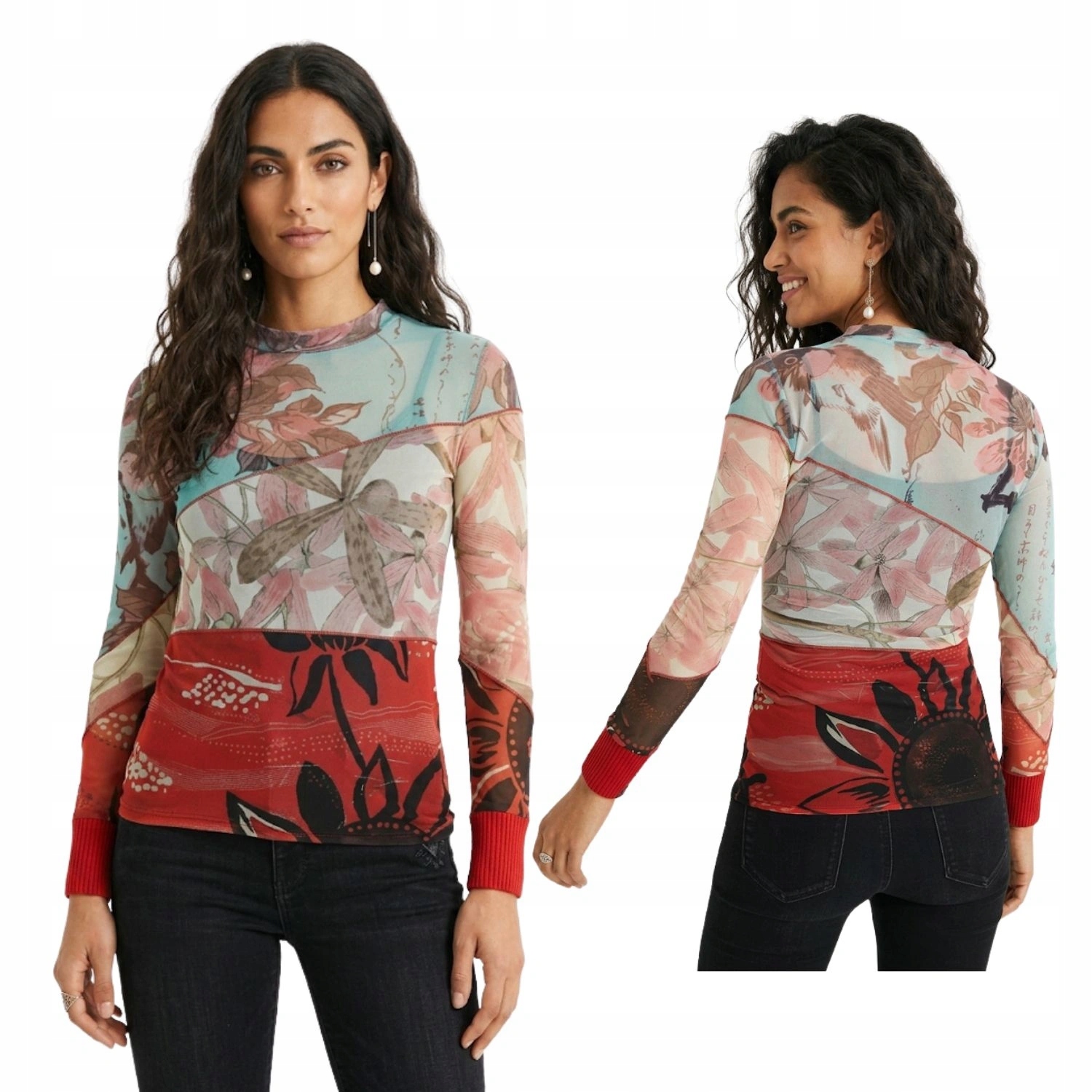 Dámská halenka Desigual Nebraska mesh síťovina vzorovaná vel. XL