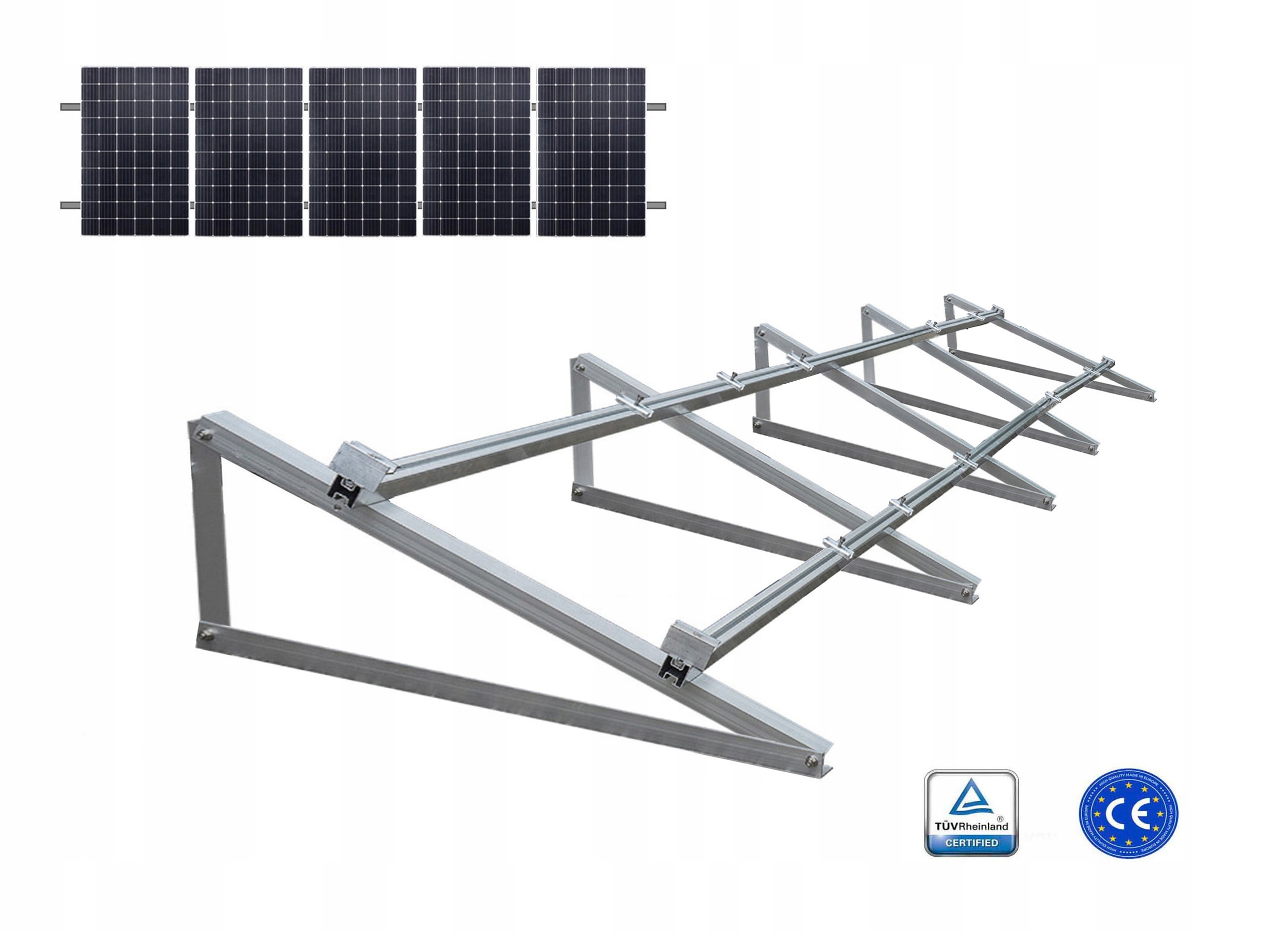 System Mocowania 5 Modułów Pv Pionowo Na Trójkątach 15st.
