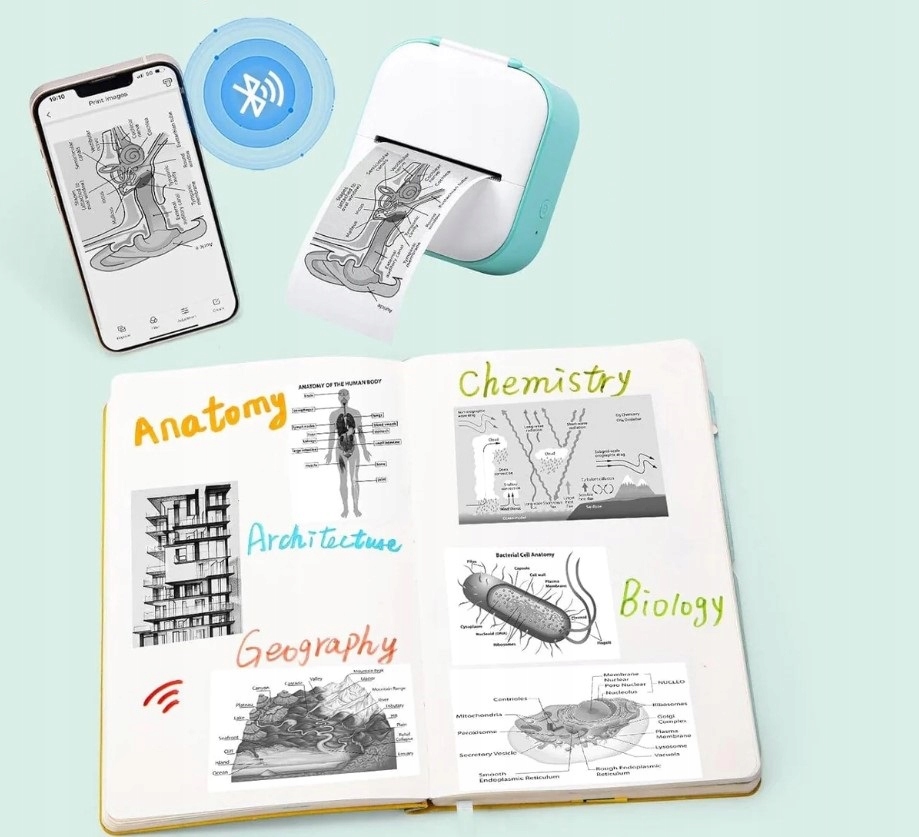 Phomemo T02 Drukarka Termiczna Bluetooth do Zdjęć Naklejek Notatek Etykiet Maksymalny format papieru inny