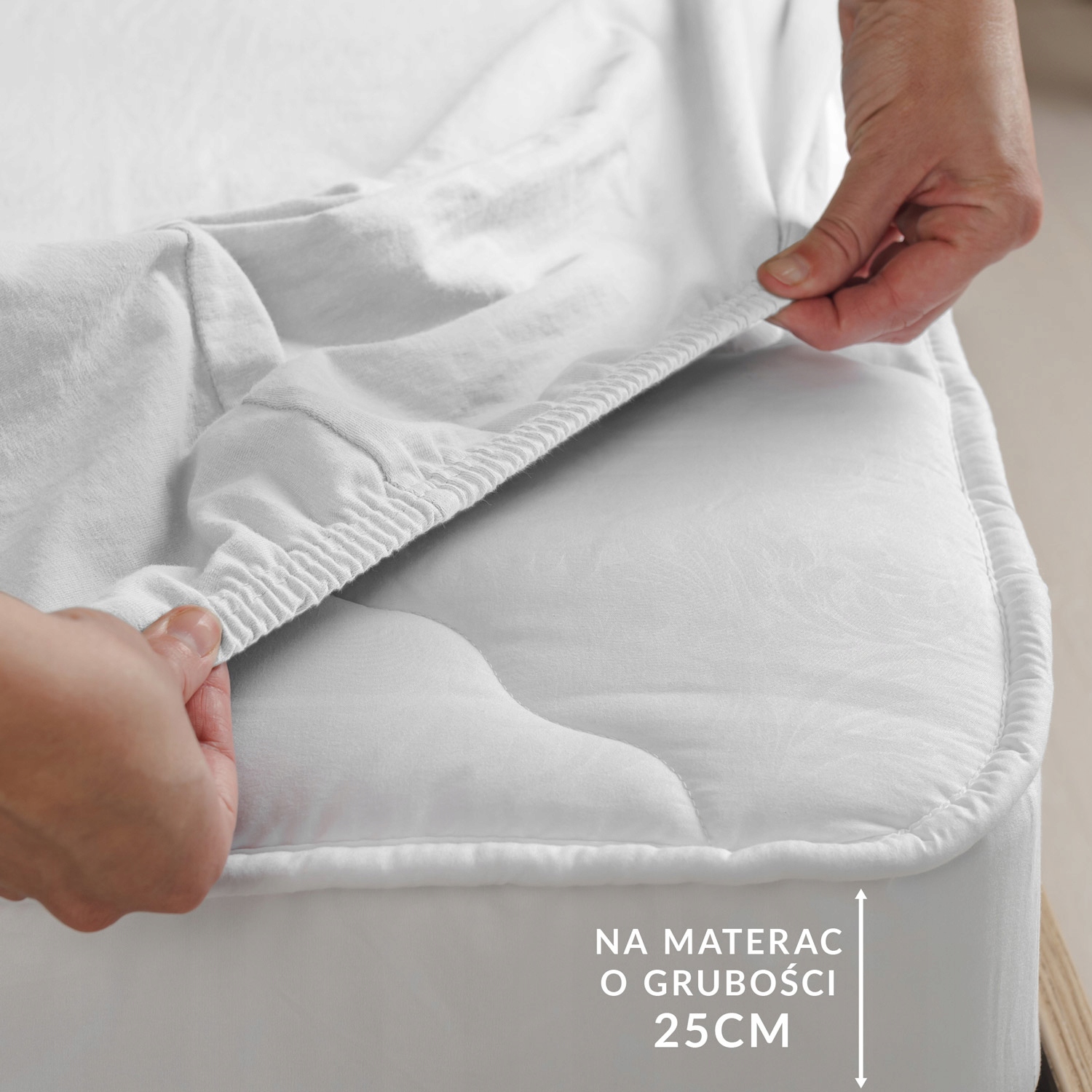 Prześcieradło jersey elastan z gumką white/biały 140x200x25 Darymex Długość 200 cm