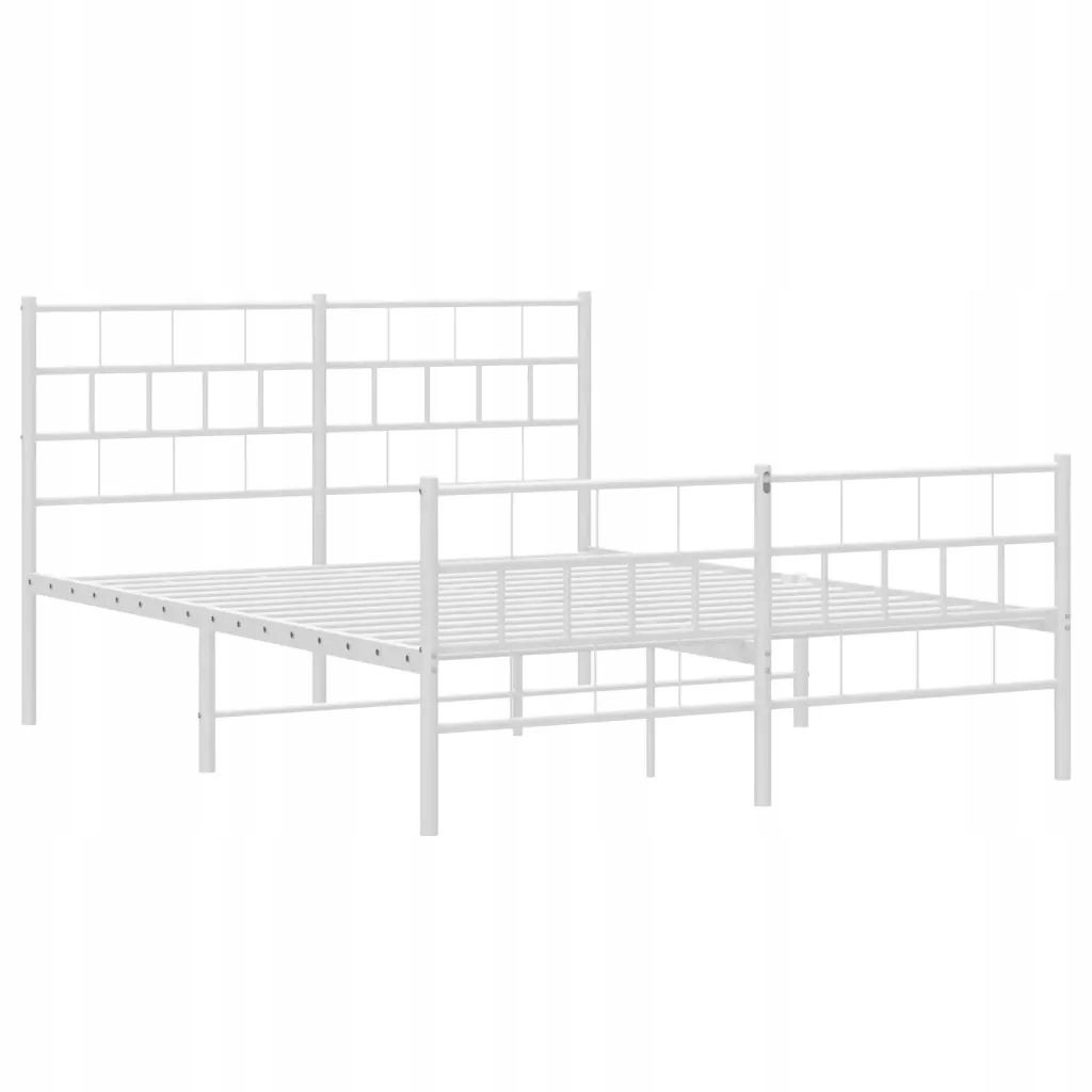 Metalowa rama łóżka z wezgłowiem i zanóżkiem, biała, 120x190 cm Rozmiar (cm) 120x190