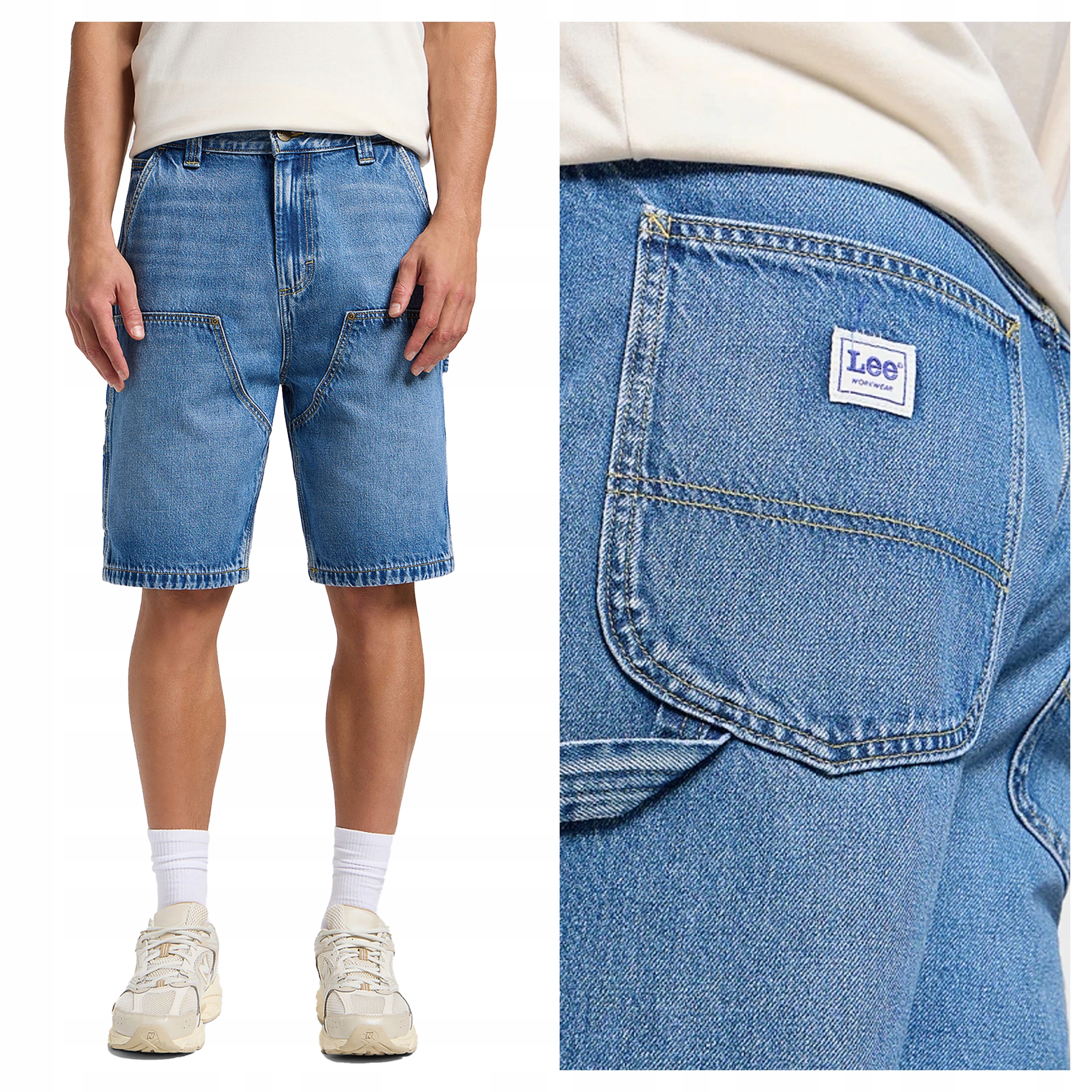 Pánské džínové šortky Lee Dbl Knee Carpenter Short Modré W36