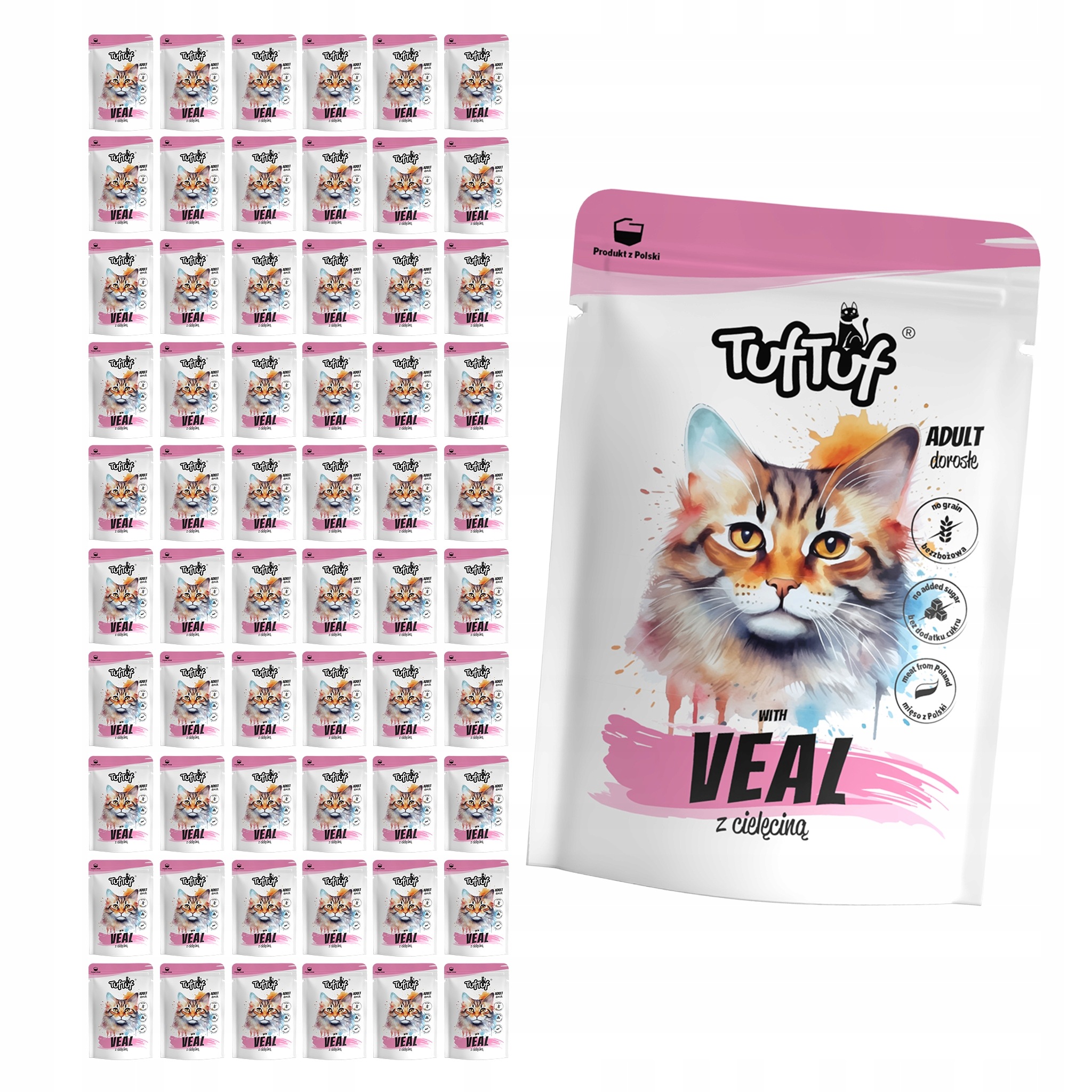 TufTuf mokré krmivo pro kočky Telecí kapsička 60x300g Meloun