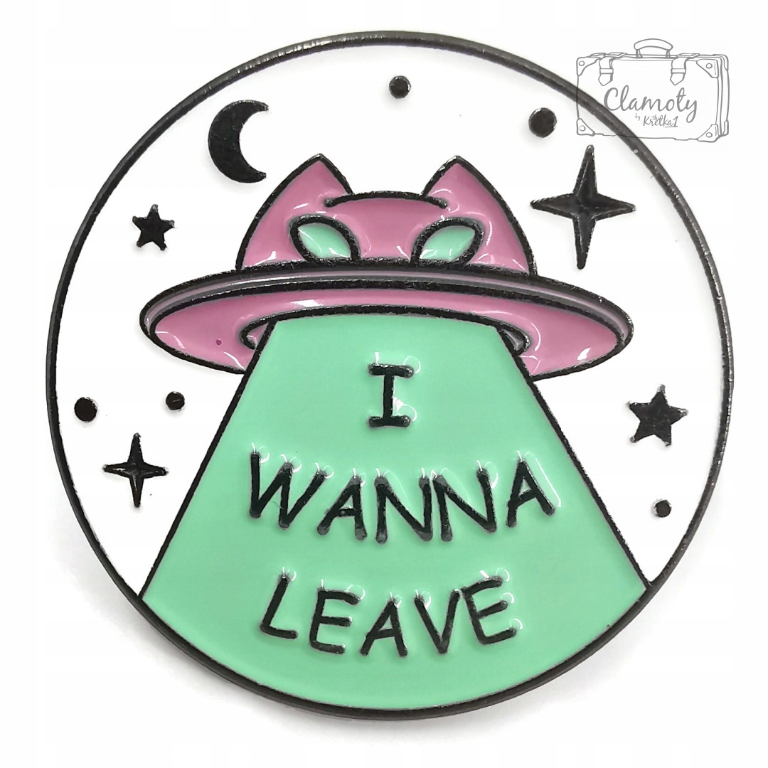 

Przypinka Kot Ufo Okrągły Buton Metal Pin