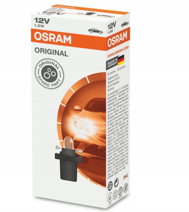 

10x Osram Żarówka 1.2W 12V B8.5D Cokół Czarny
