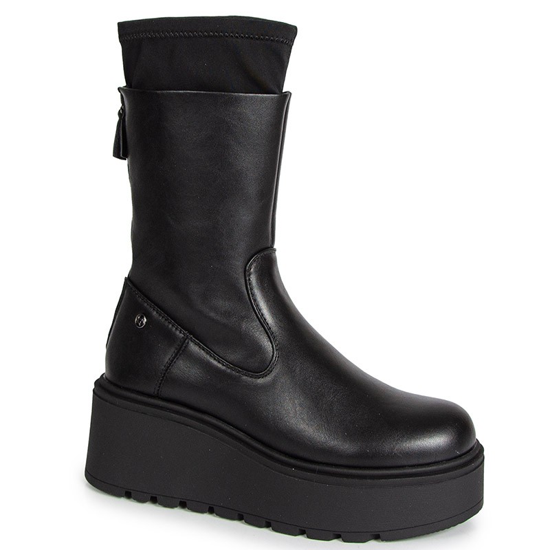 Maciejka A7161-01/00-7 Černé Kožené Kotníkové Boty Na Platformě 41