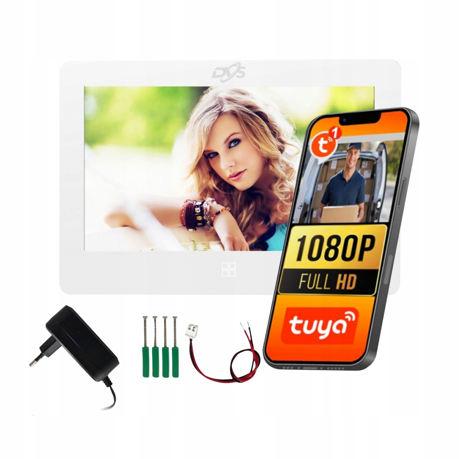 Biely Monitor Pre Videodomofón VS20072T WiFi Dotyk Audio Aplikácia Tuya Dvs