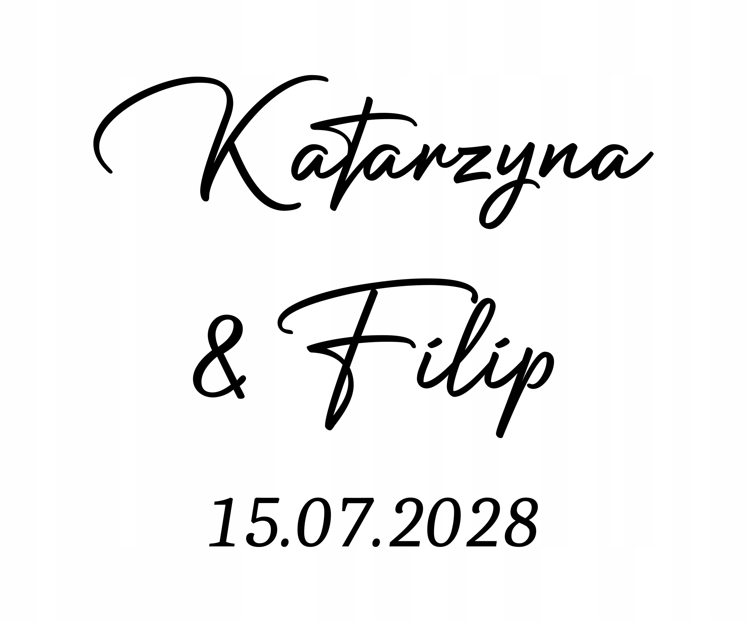 naklejka Imiona i data szer. 45cm na tablicę ściankę dekoracyjną powitanie Wysokość produktu 38 cm