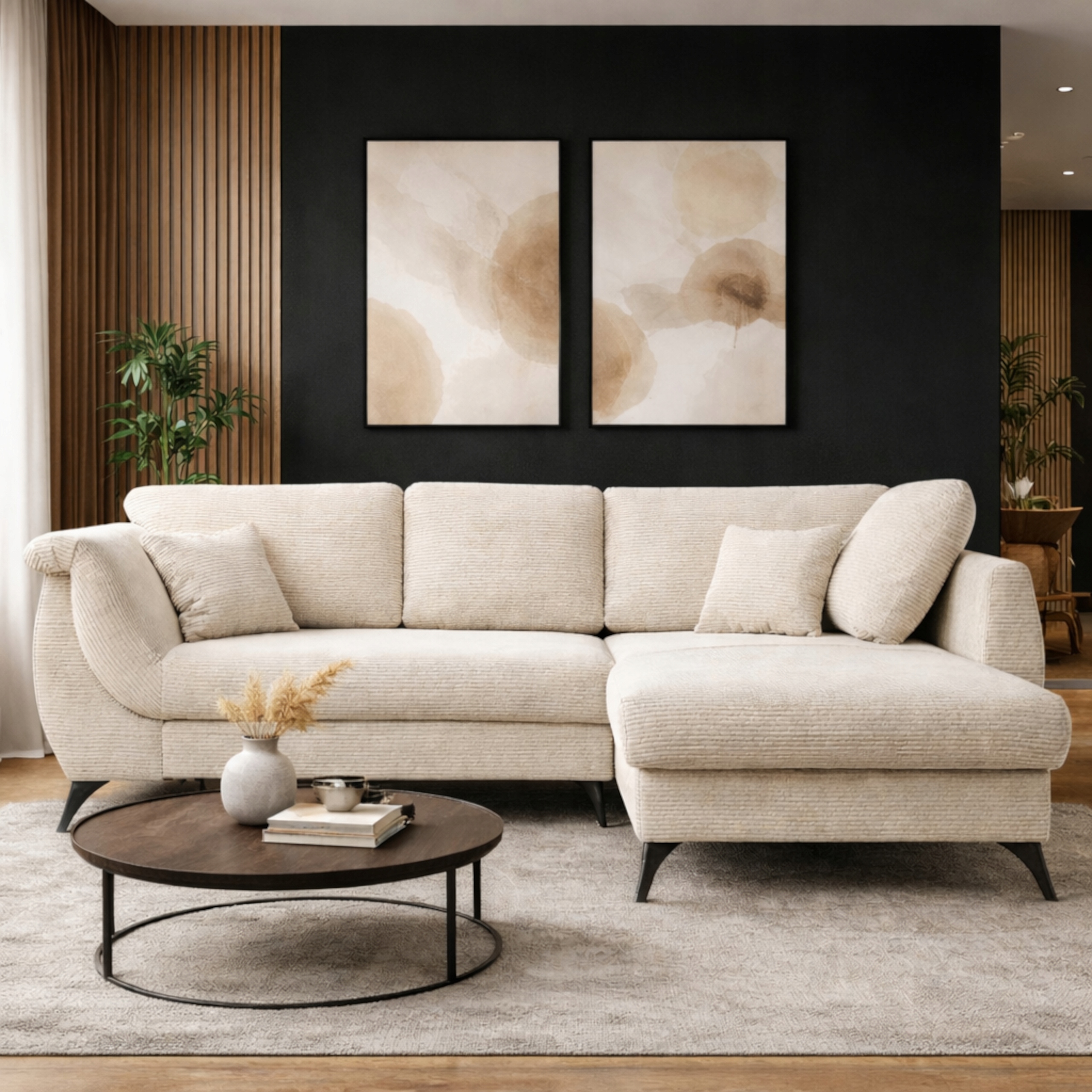 Rohová Sedací Souprava Beluno do obývacího pokoje Rozkládací Funkce Spaní, pohodlný Kontejner