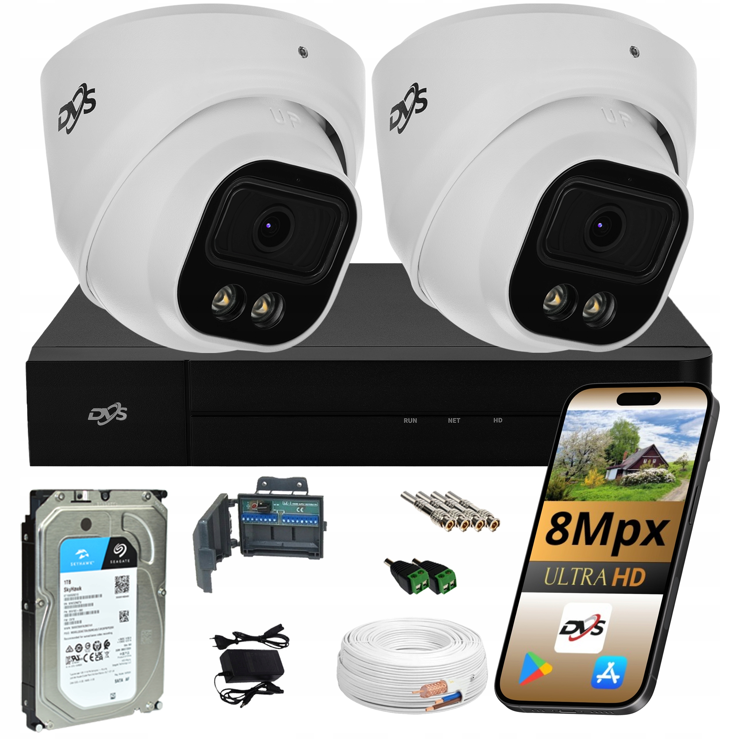 Sada 2 Venkovních Analogových Kamer Pro Monitorování Dual Light 8Mpx Disk 1TB