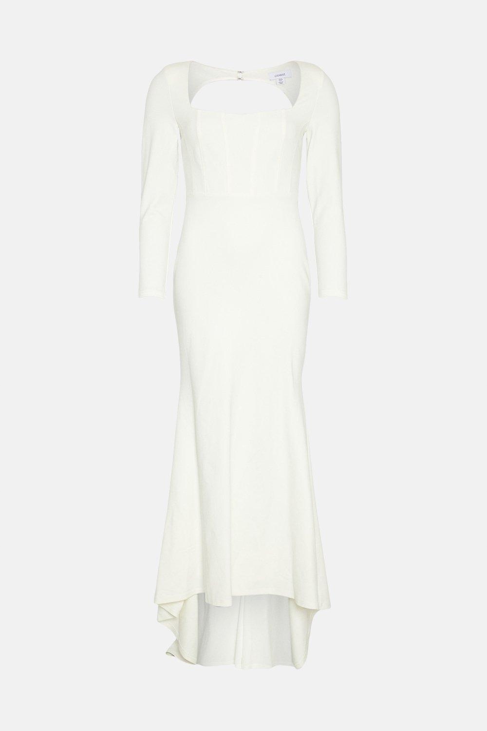 COAST SUKNIA ŚLUBNA GŁADKA BIAŁA DO ZIEMI 44 YŻD Rękaw długi rękaw