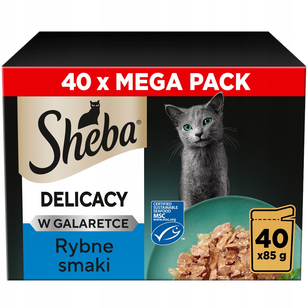 Levně Sheba Delicacy Rybí příchutě v želé 40x85g Mokré Krmivo Pro Kočky