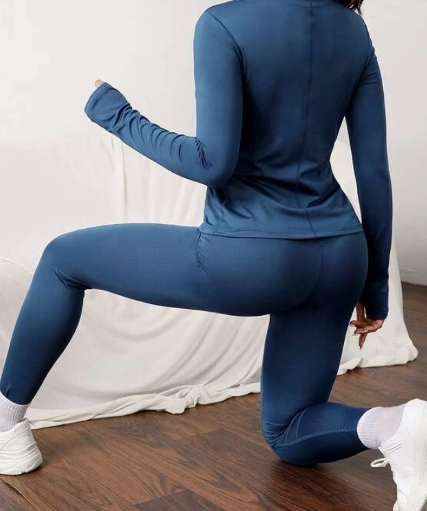 SHEIN KOMPLET DAMSKI NIEEBIESKI GŁADKI 44 VBD Wzór dominujący bez wzoru