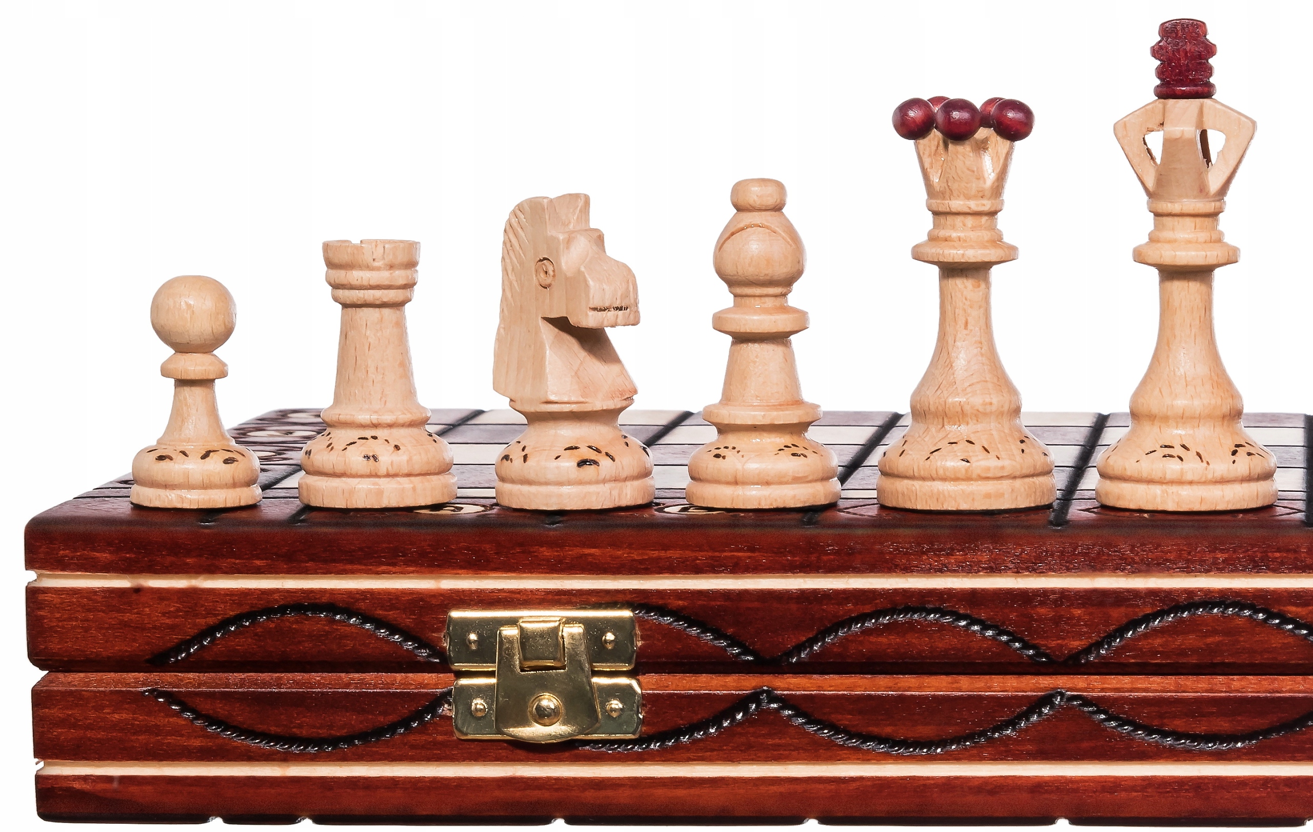 SZACHY SENATOR DREWNIANE MAHONIOWE 42 DUŻE WYPALANE KLASYCZNE GRA PLANSZOWA Wersja językowa gry niezależna językowo