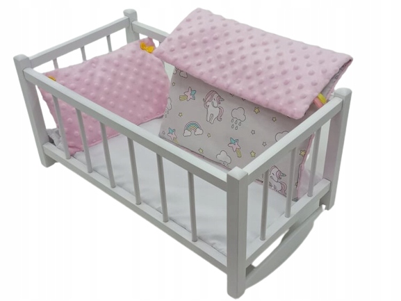 

Kołyska dla lalek Biała+ pościel Minky Bawełna