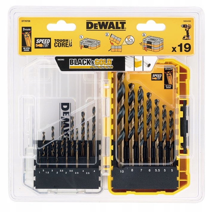 DEWALT DT70728 WIERTŁA HSS-G DO METALU 19el 1-10mm Rodzaj wiertła spiralne