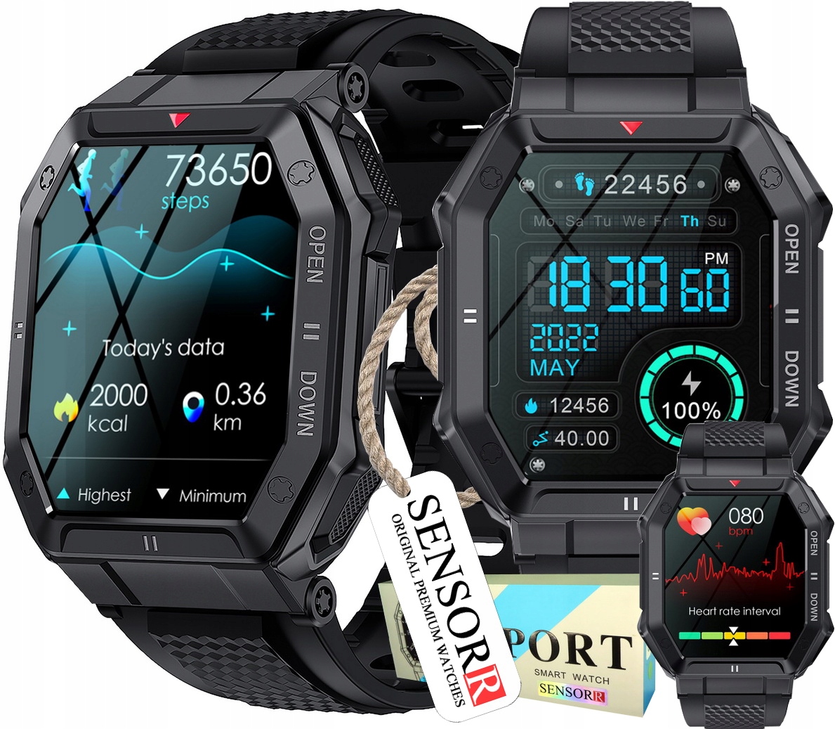 Silné Vojenské Pánske Hodinky Smartwatch Sms Rozhovory Pulsometer Poľština