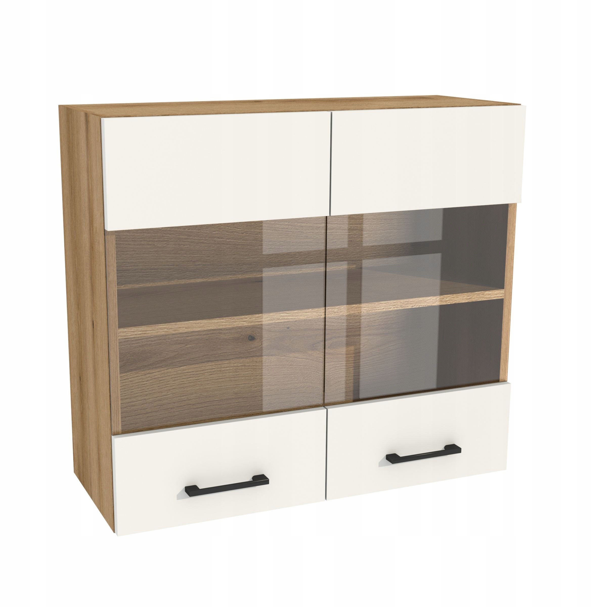 Kuchyňská skříňka horní vitrína 80/72 Capri korpus Dub Evoke přední Bílá Mat