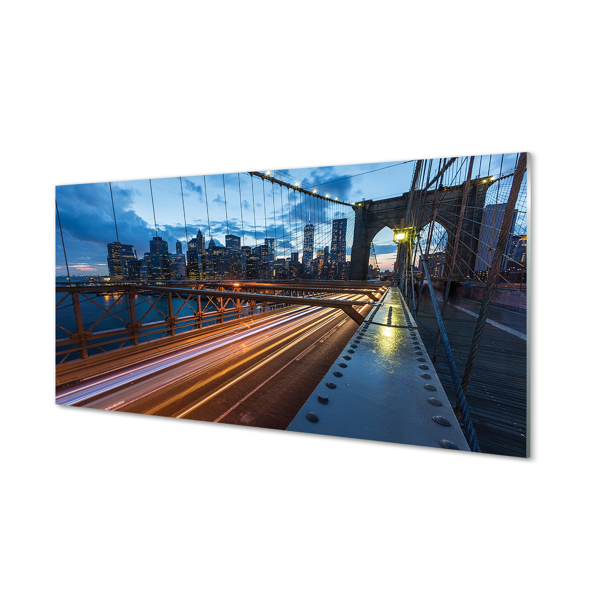 Fotoobraz na skle Mrakodrapy most řeka 120x60 cm