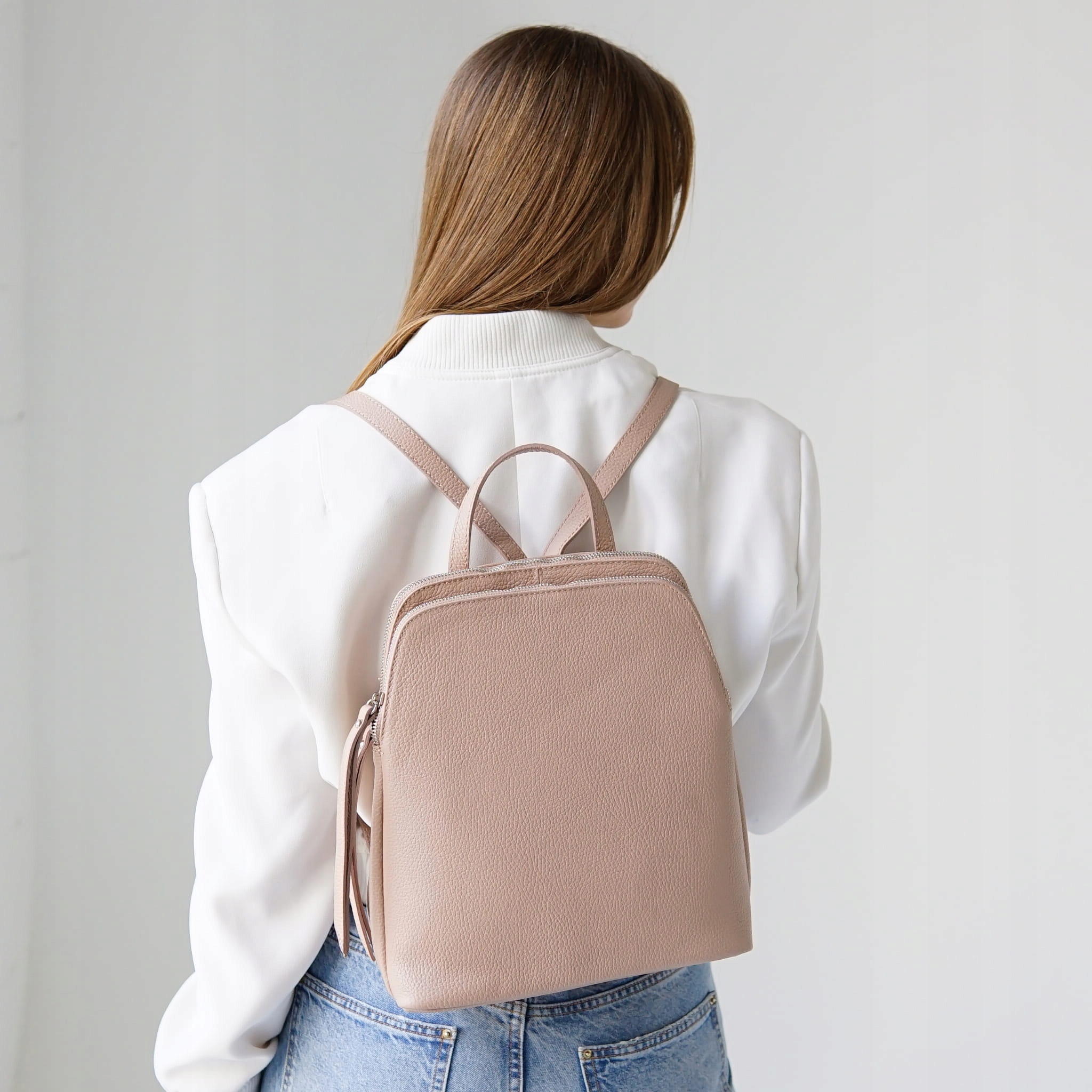 Batoh Dámský z přírodní kůže Dora Pudrový