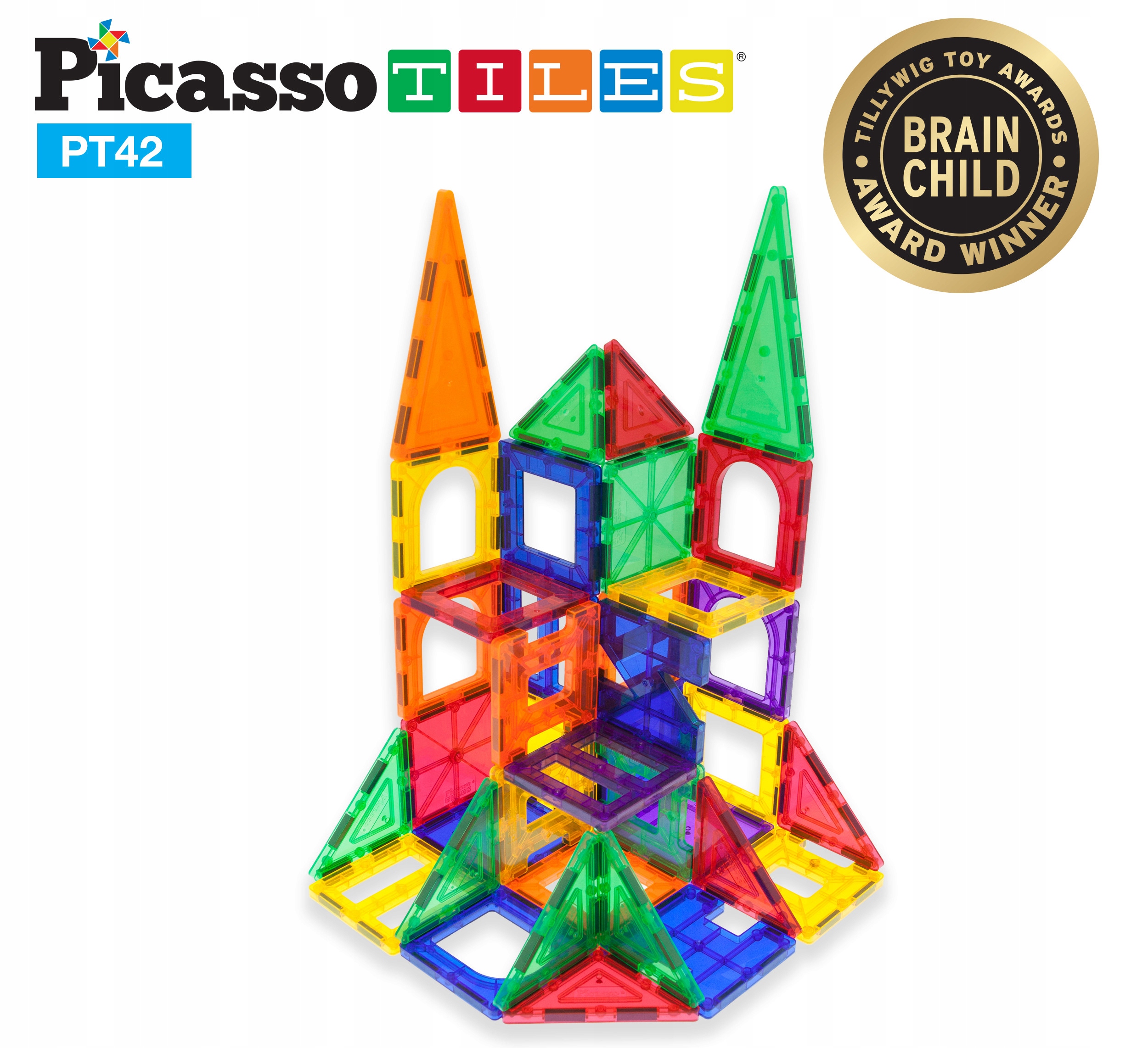 Mágneses építőkockák, konstrukciós, építő és építészeti játék, 42 darabos készlet Alsó korhatár 3