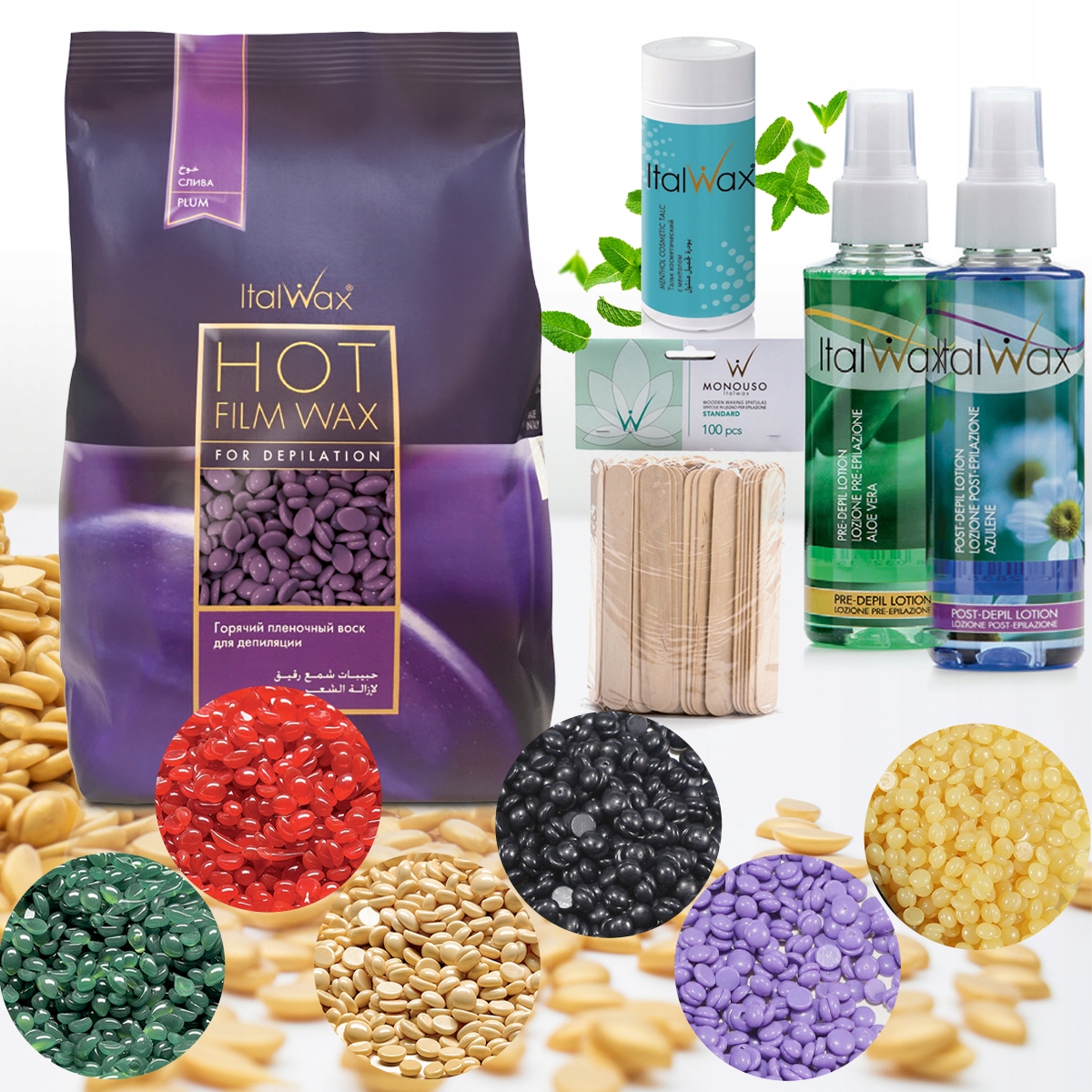 

Zestaw do depilacji Italwax wosk 1kg lotiony talk