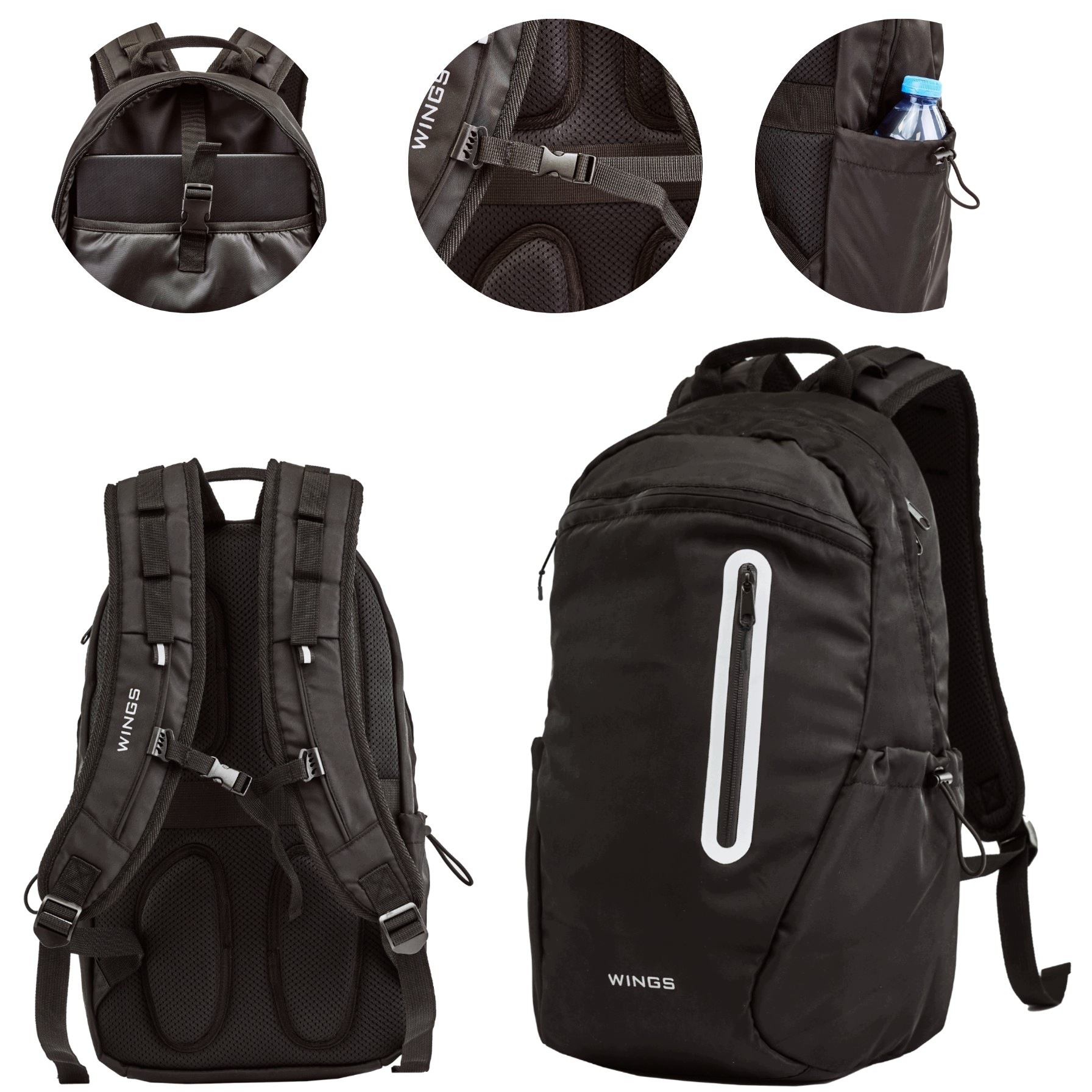 Plecak młodzieżowy Wings 24L laptop 15,6 cali odblaskowy do szkoły podróżny