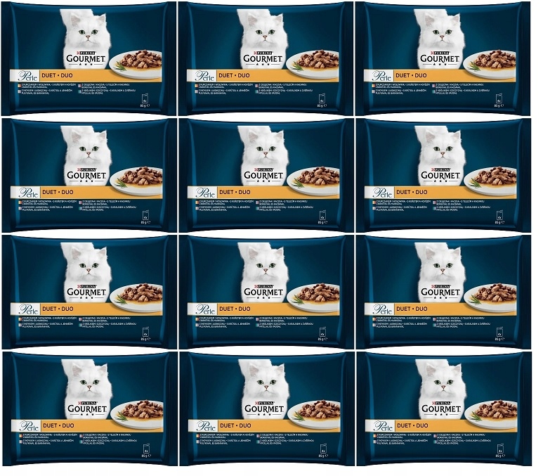Purina Gourmet Perle Duo mokra karma dla kota mięsne smaki w sosie 48x85g