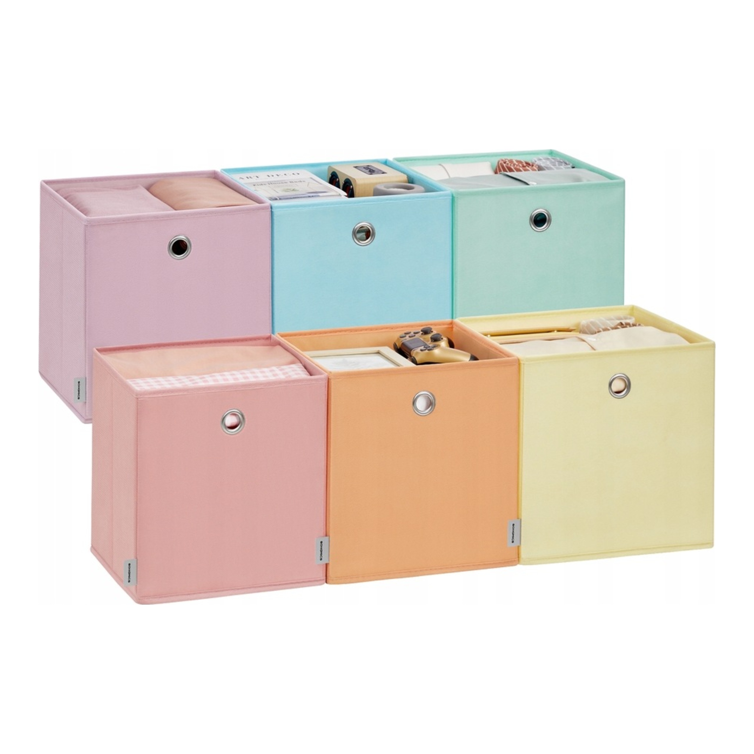 Songmics Barevné úložné boxy skládací 30x30x30 cm 6 ks na regál