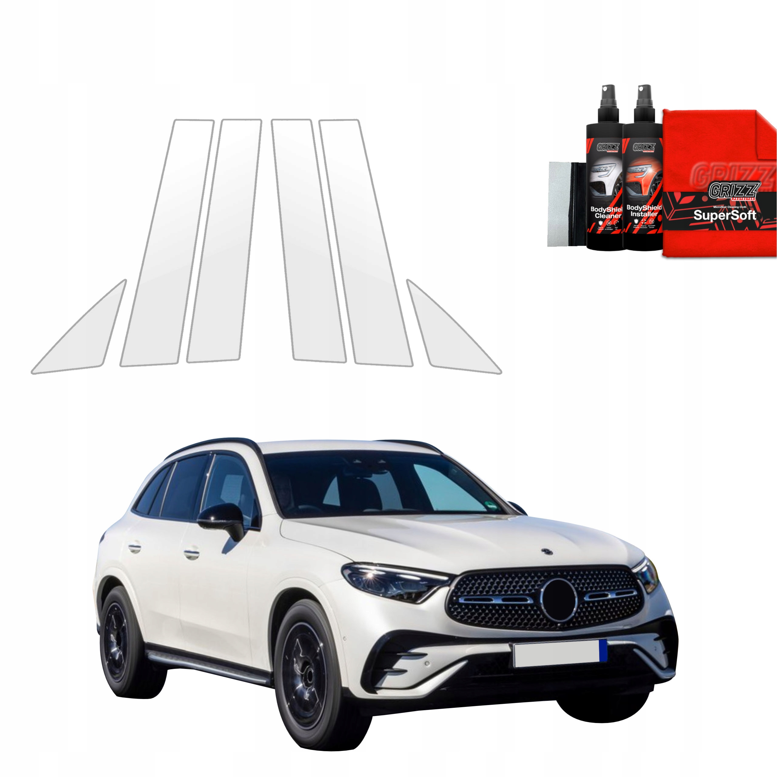 6v1 Fólie Ppf dýha na sloupky pro Mercedes-Benz Glc C254 (2023-2025)
